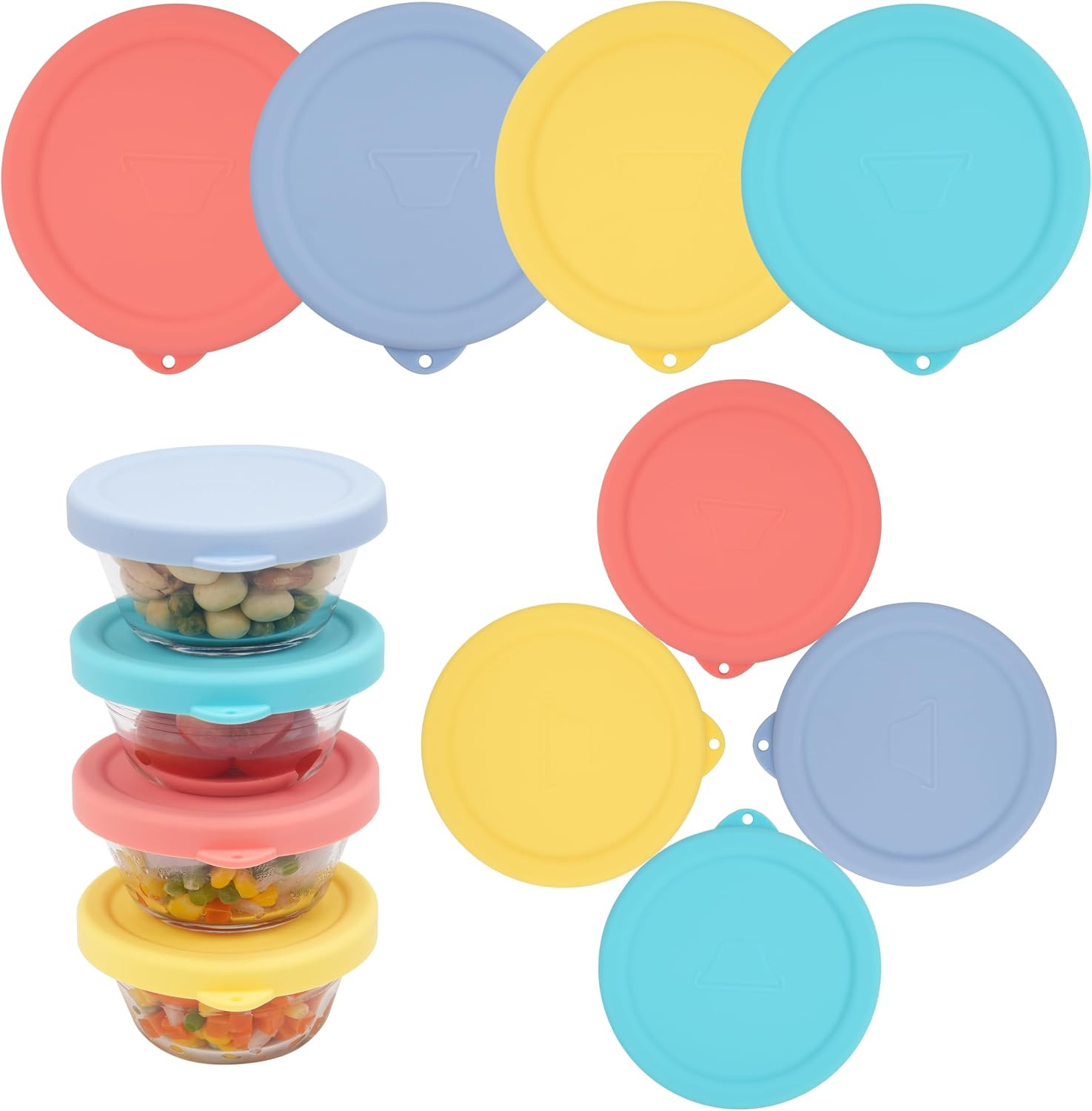 8 Packs Silicone Replacement Lids for Pyrex and Anchor Hocking Glass Custard