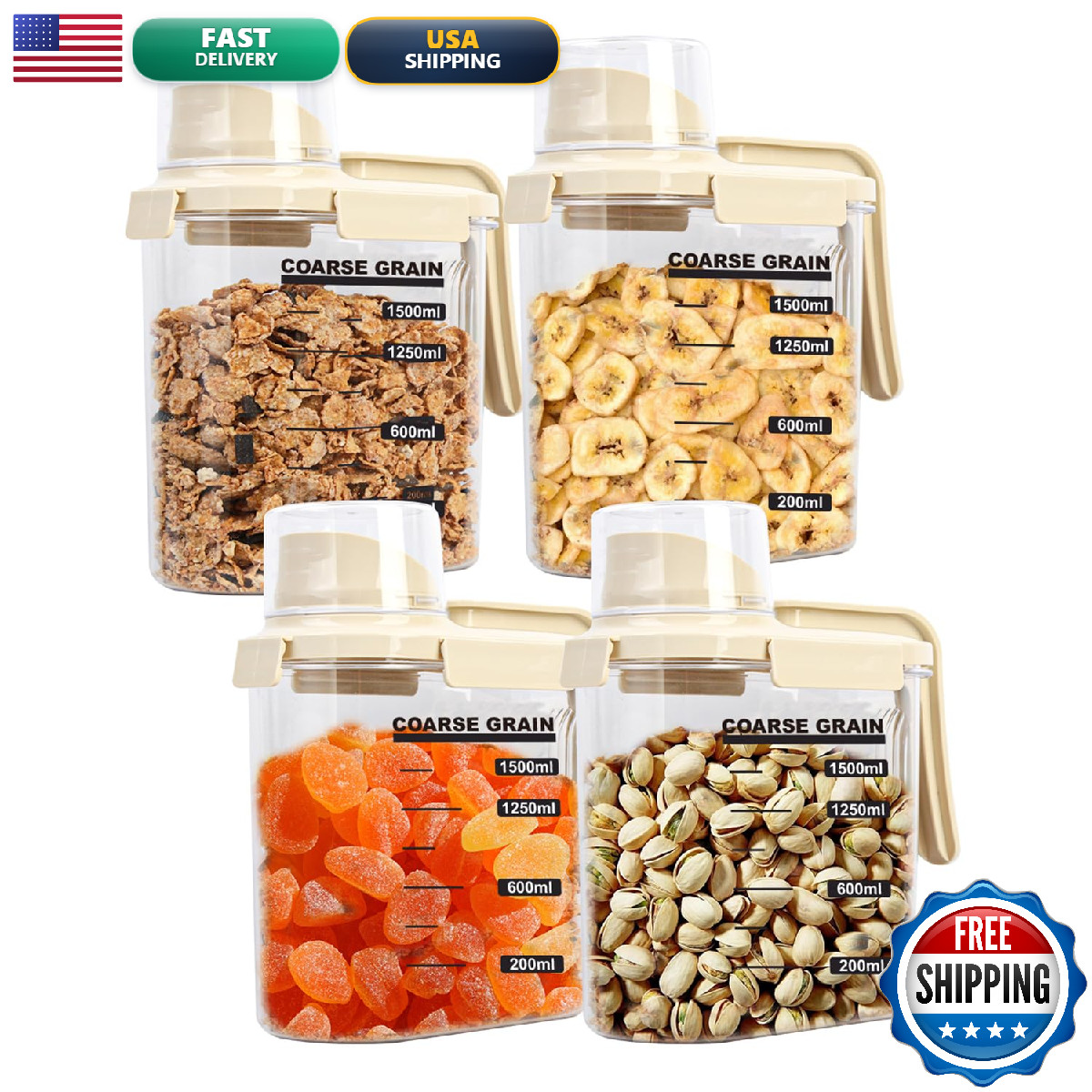Besmall Cereal Containers Storage Pour Plastic Cereal Storage Container