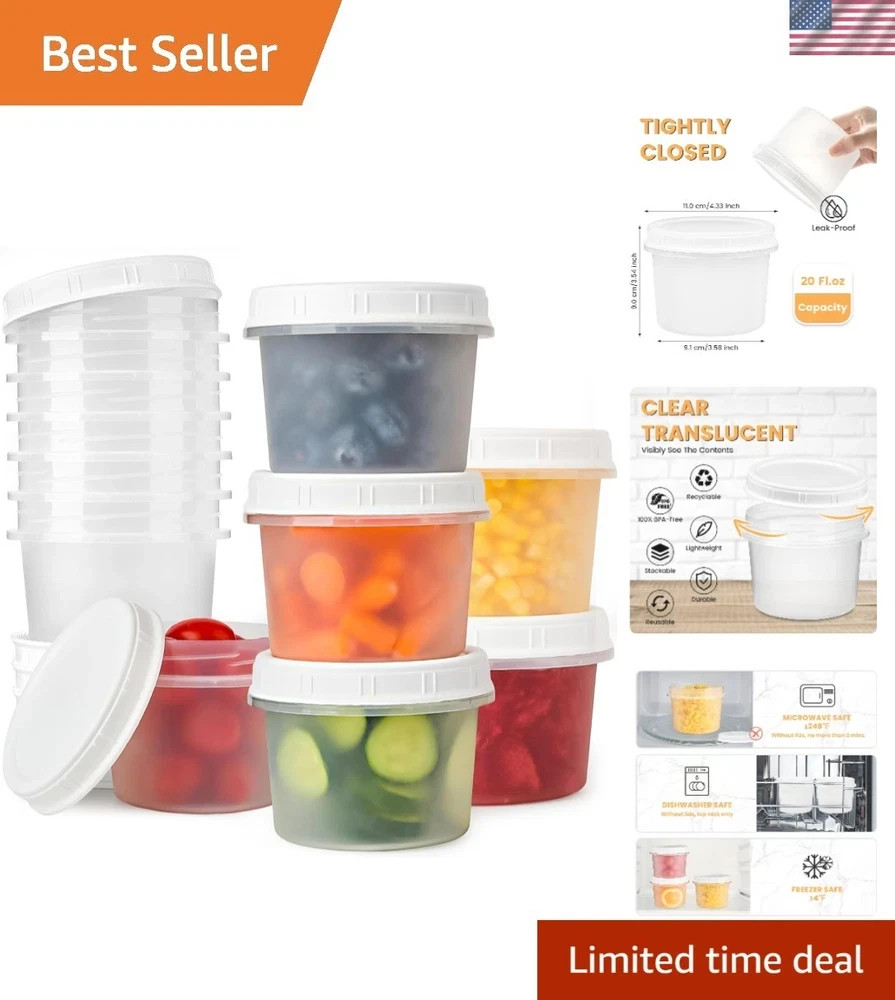 20 Oz Food Storage Containers with Screw Lids, 6-Count Reusable Small Plastic…