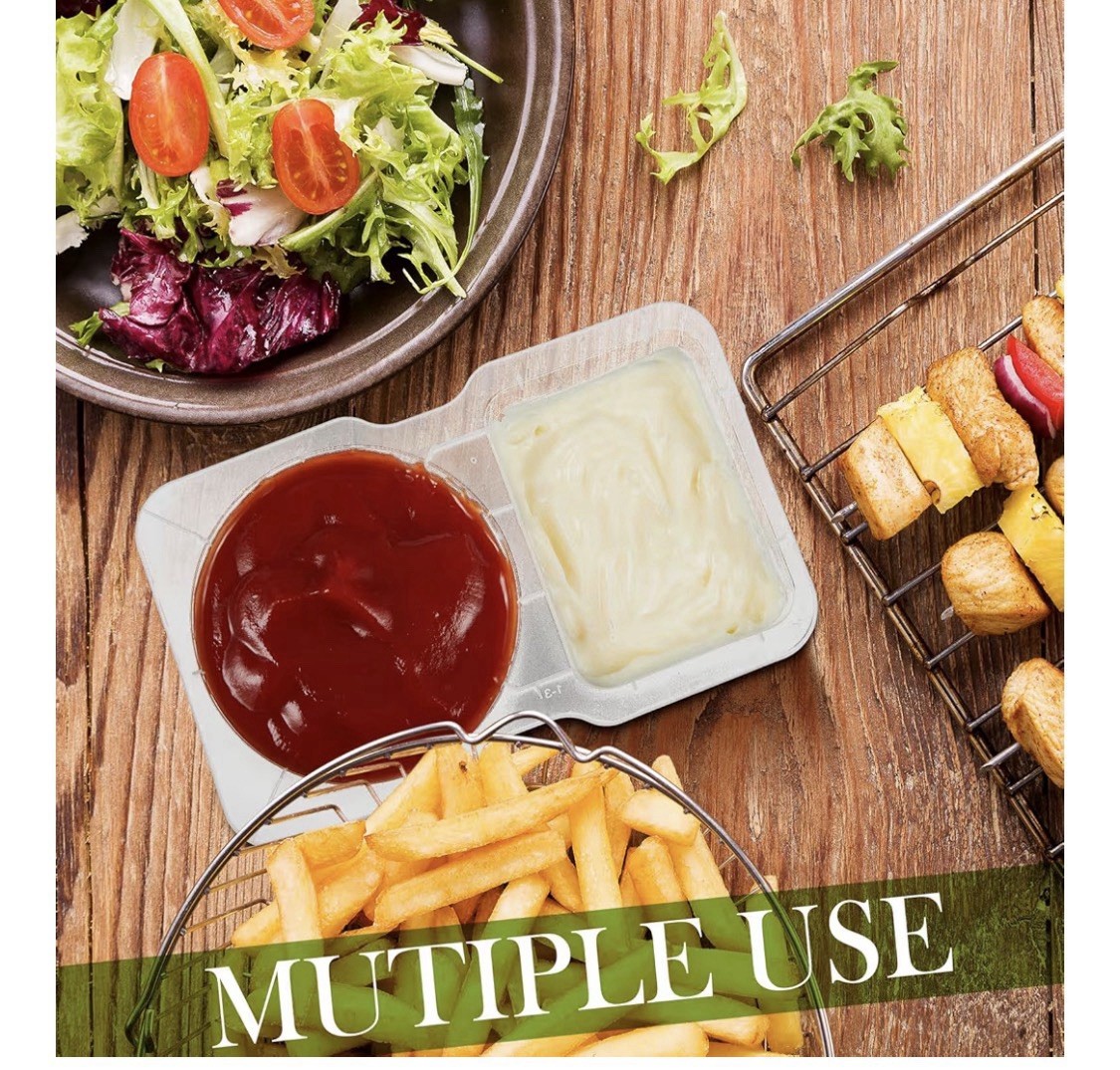Blushtier 50 pcs double Compartment For Sauces And Travel 5oz