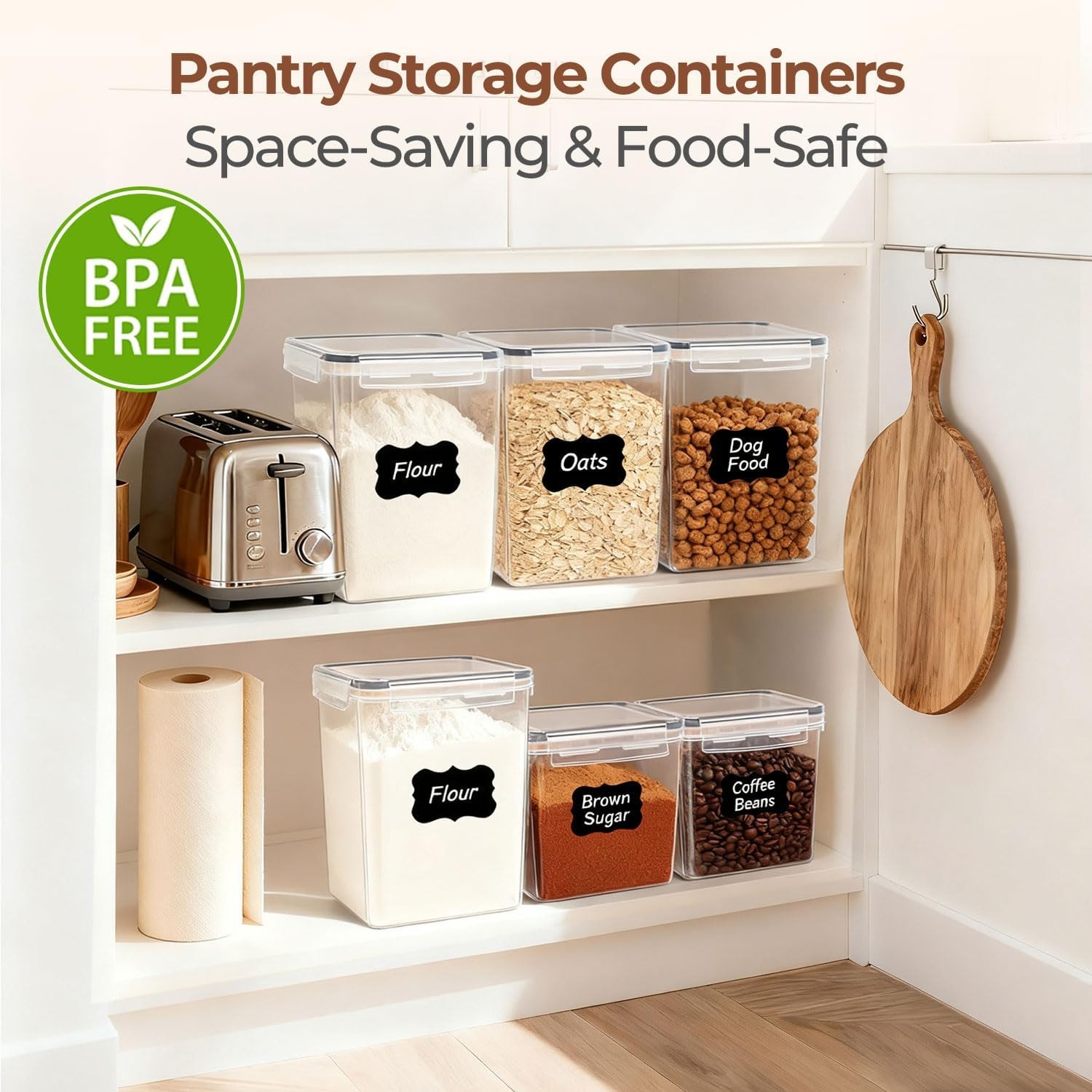 Brown Sugar Container Set of 2 2.5L/2.6Qt Airtight Food Storage Containers