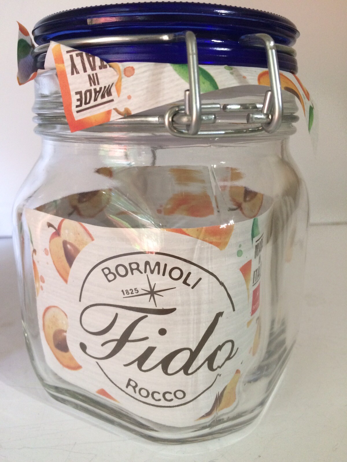 2 PACK Bormioli Rocco Fido 25 1/4 OZ Canning Jar with Blue Lid