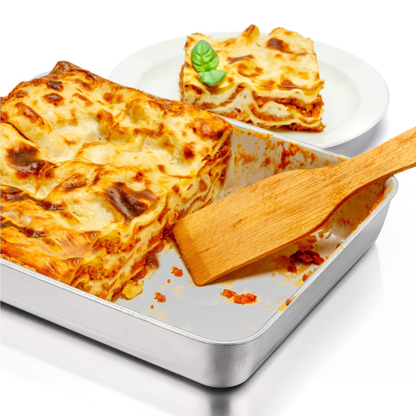 P&P CHEF 12.3 Inch Lasagna Pan, Stainless Steel Sheet Inch, Silver
