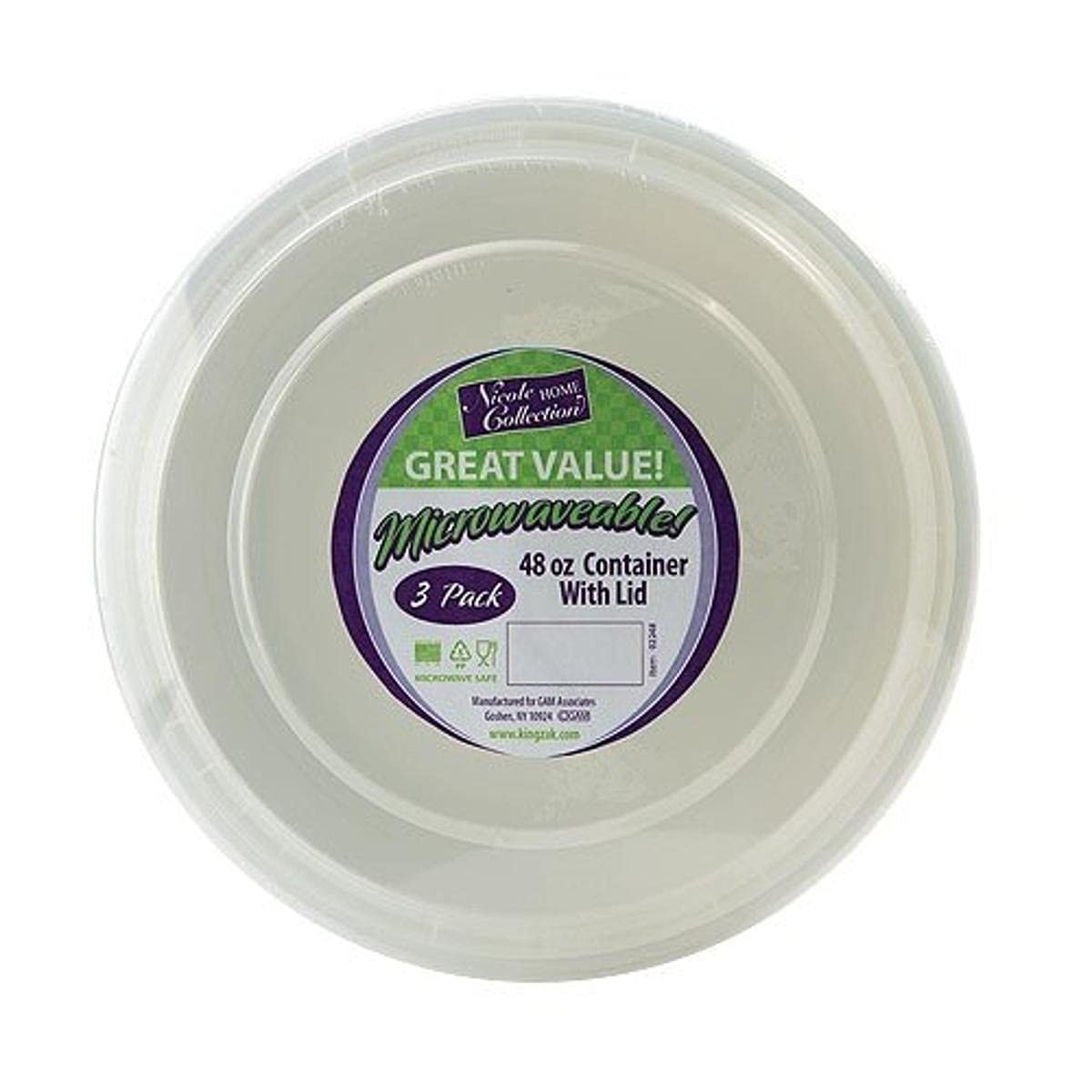 Premium Deep Round White Containers – 9″ Pack of 6 – Stackable & Leak-Proof D…