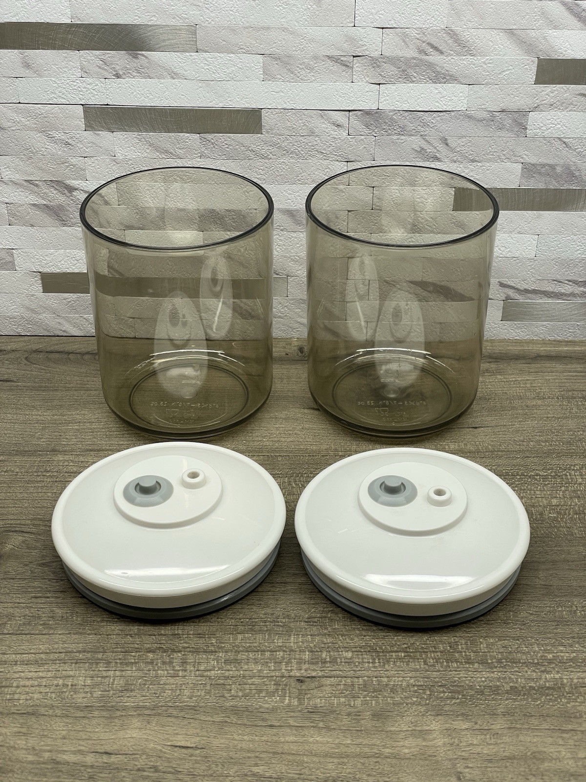 2 FOODSAVER Vacuum Canisters 25 oz Storage Container Clear Snail KY-114 4″ x 5⅞”