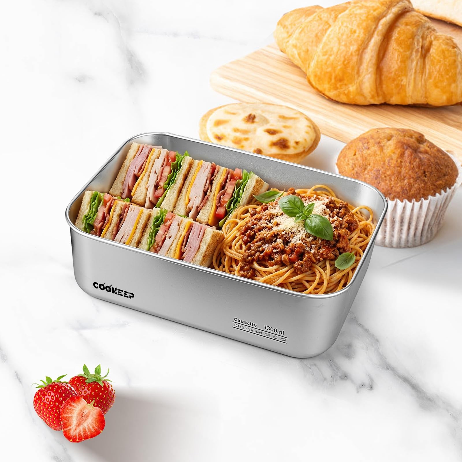 44oz/1300ml Stainless Steel Food Containers,Stainless Steel Containers with L…