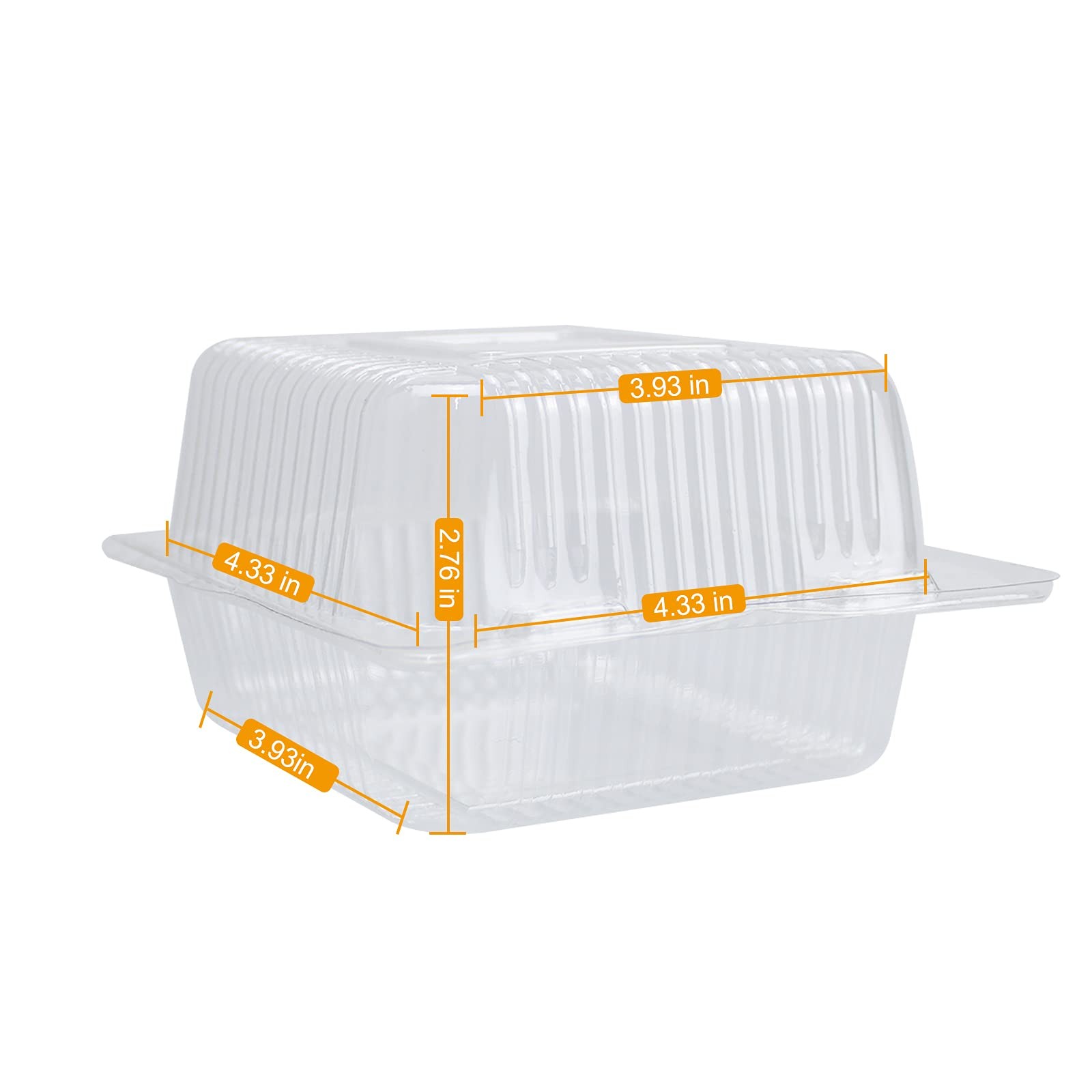 Clear Hinged Plastic Containers with Lids 50PC 5.3×4.7×2.8 Inch