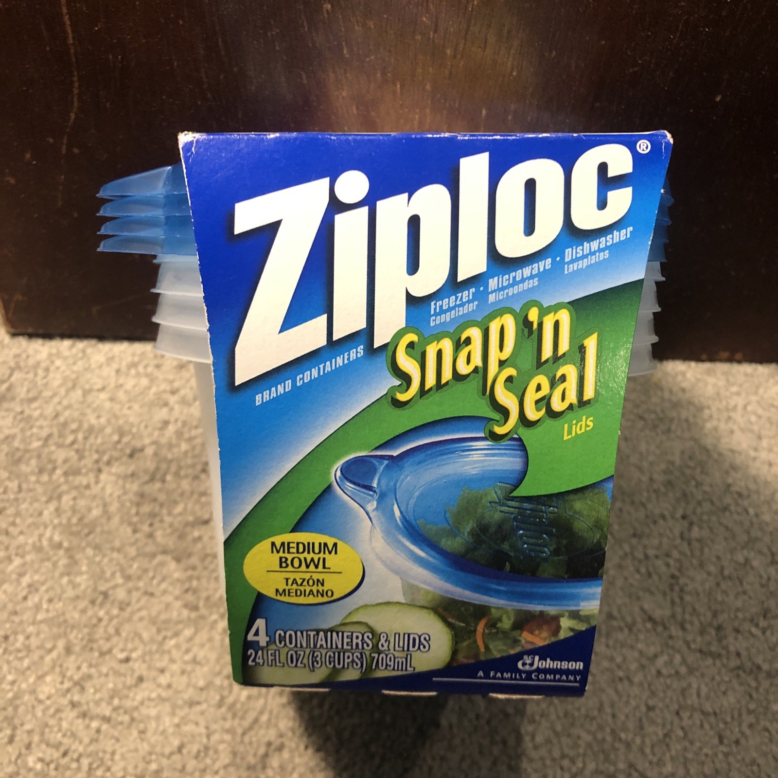 Ziploc Snap ‘n Seal Bowls Containers Size Medium & Lids 4-Pack (24oz Each)