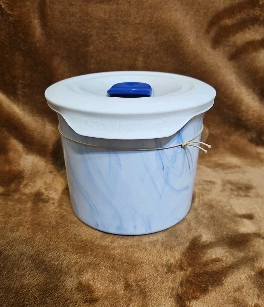 Corningware 20oz Blue Marble Meal Mug with Plastic Vented Lid NEW W/TAGS