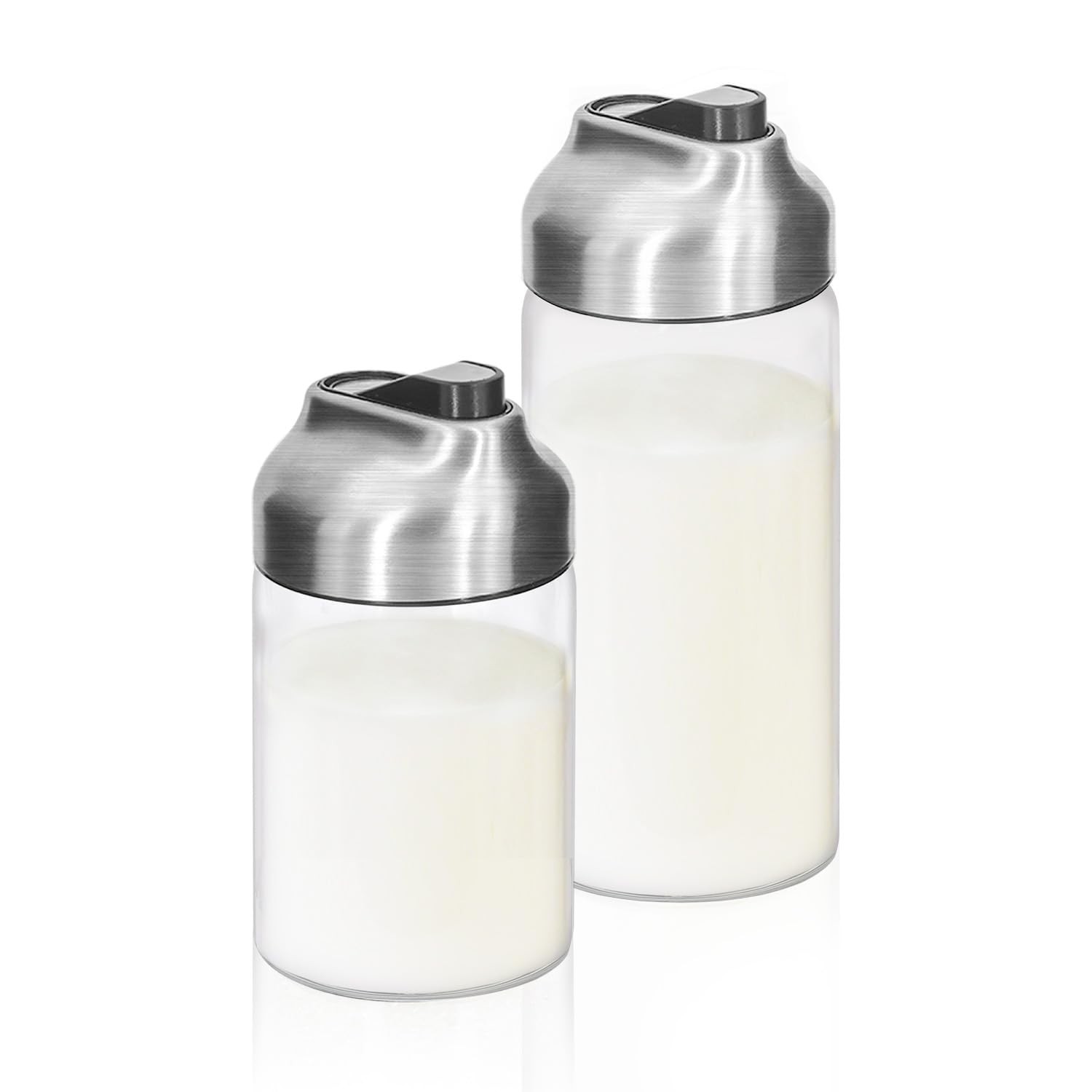 Glass Coffee Creamer Container Set, Creamer Pitcher 7oz + 12oz Glass Dispense…