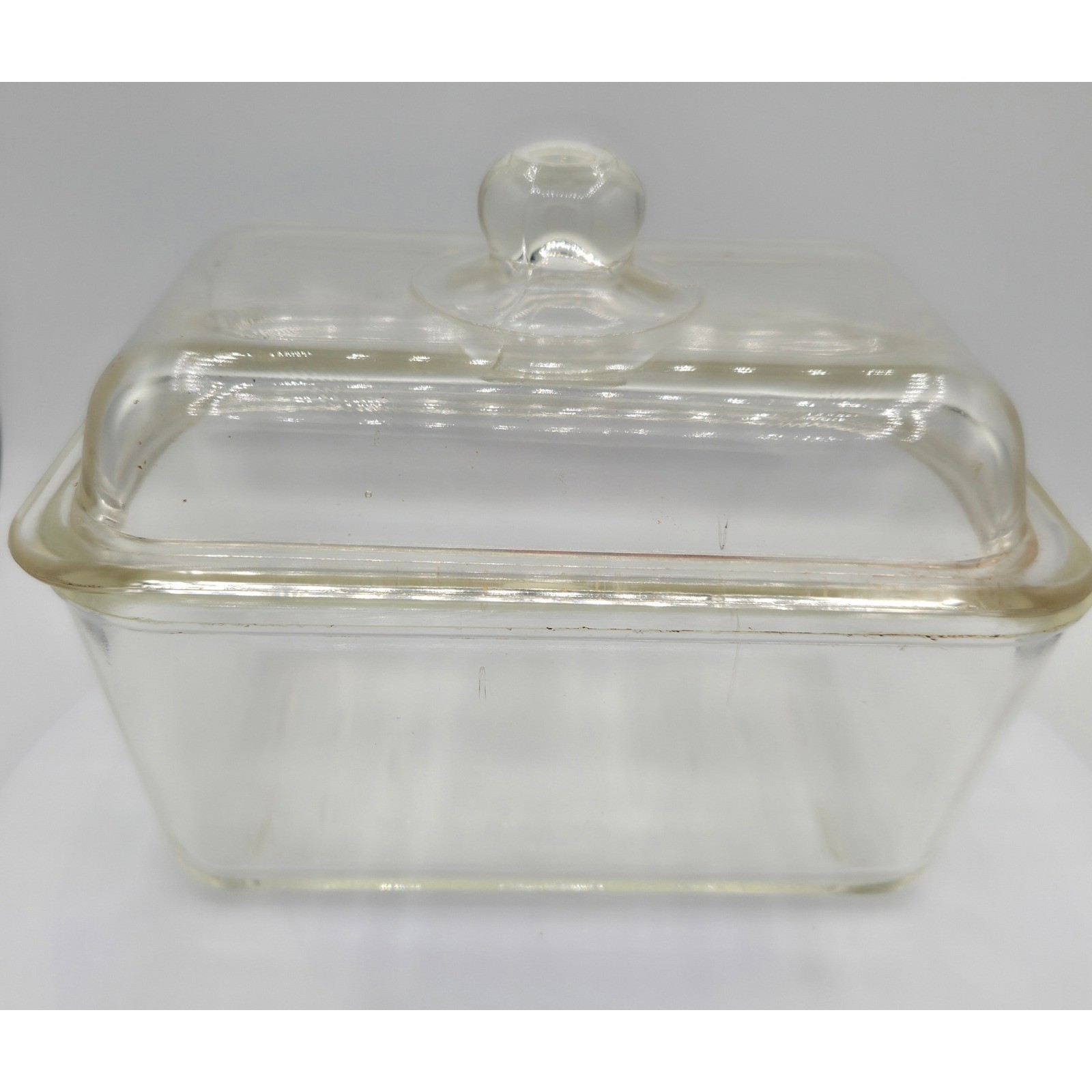 Vintage Clear Glasbake Loaf/Refrigerator Dish with Lid Rectangular Food Storage