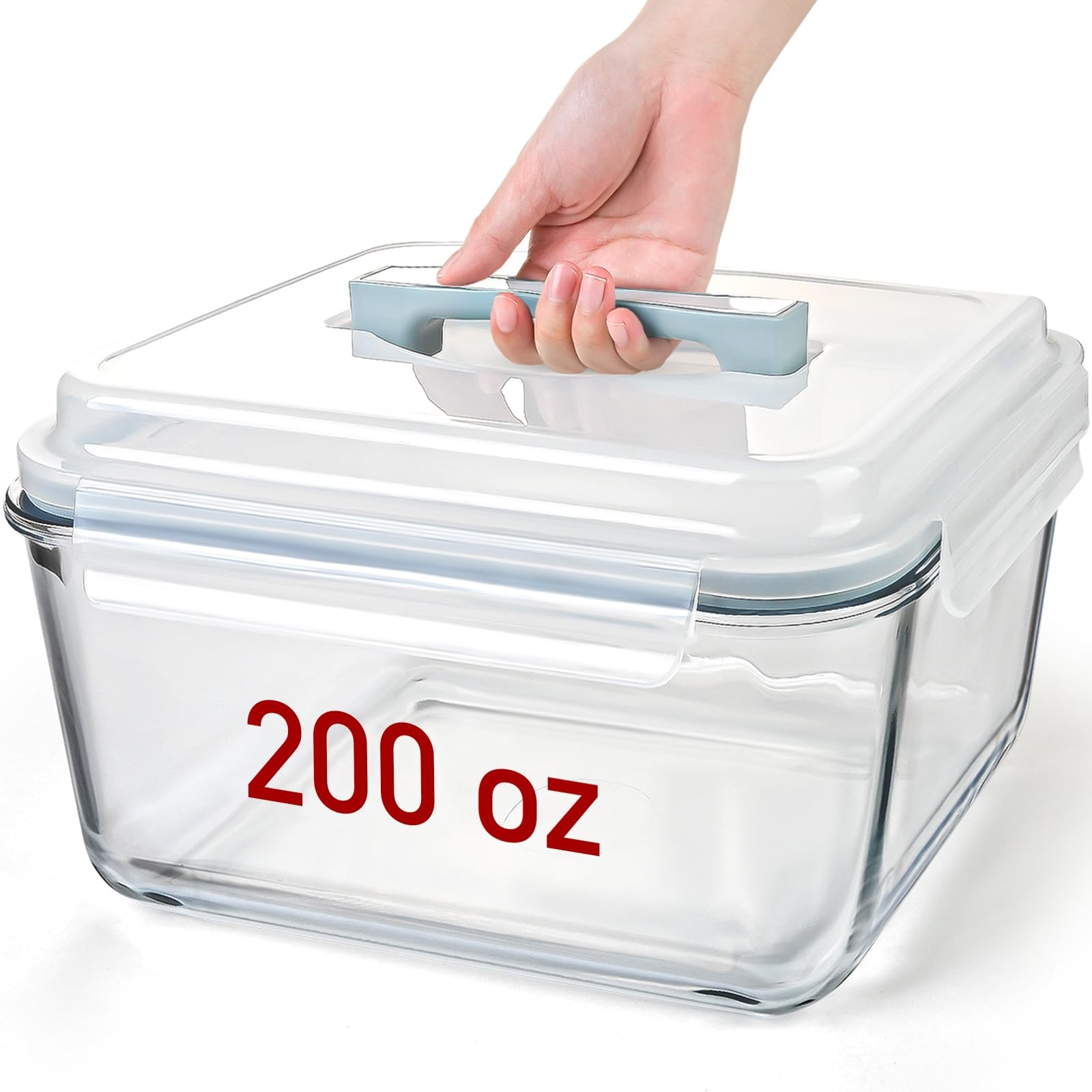 Glass Food Storage Containers with Lids for Rotisserie Chicken, Airtight 200 Oz
