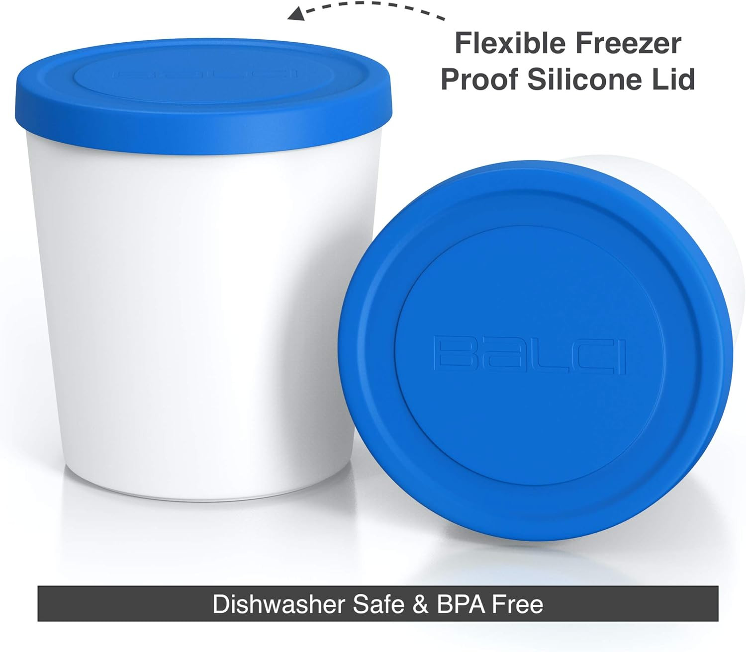 BALCI – Premium Ice Cream Containers (2 Pack – 1 Quart Each) Perfect Freezer Sto