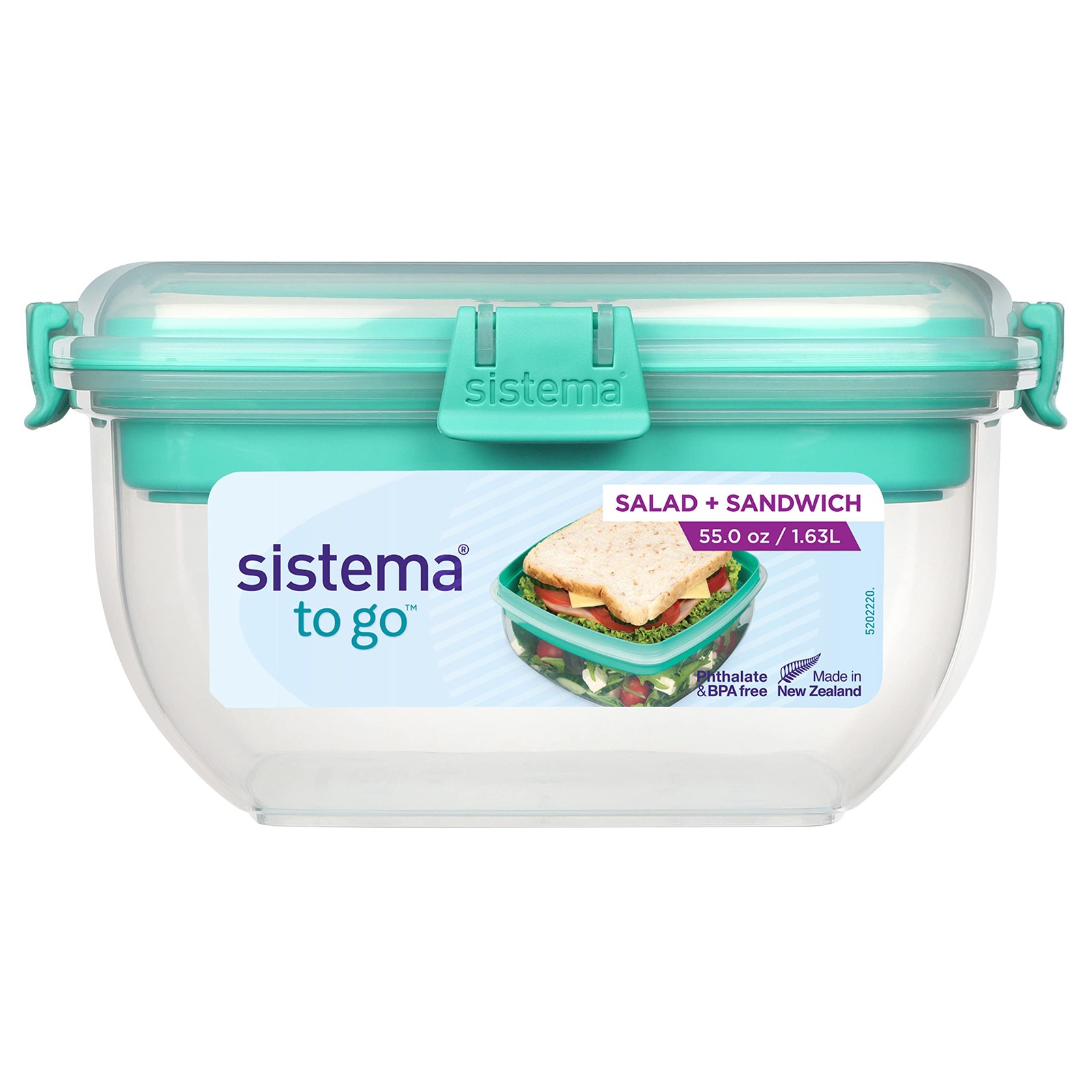 Salad + Sandwich Lunch Box to Go | 1.65 Litre Food Storage Container with Com…