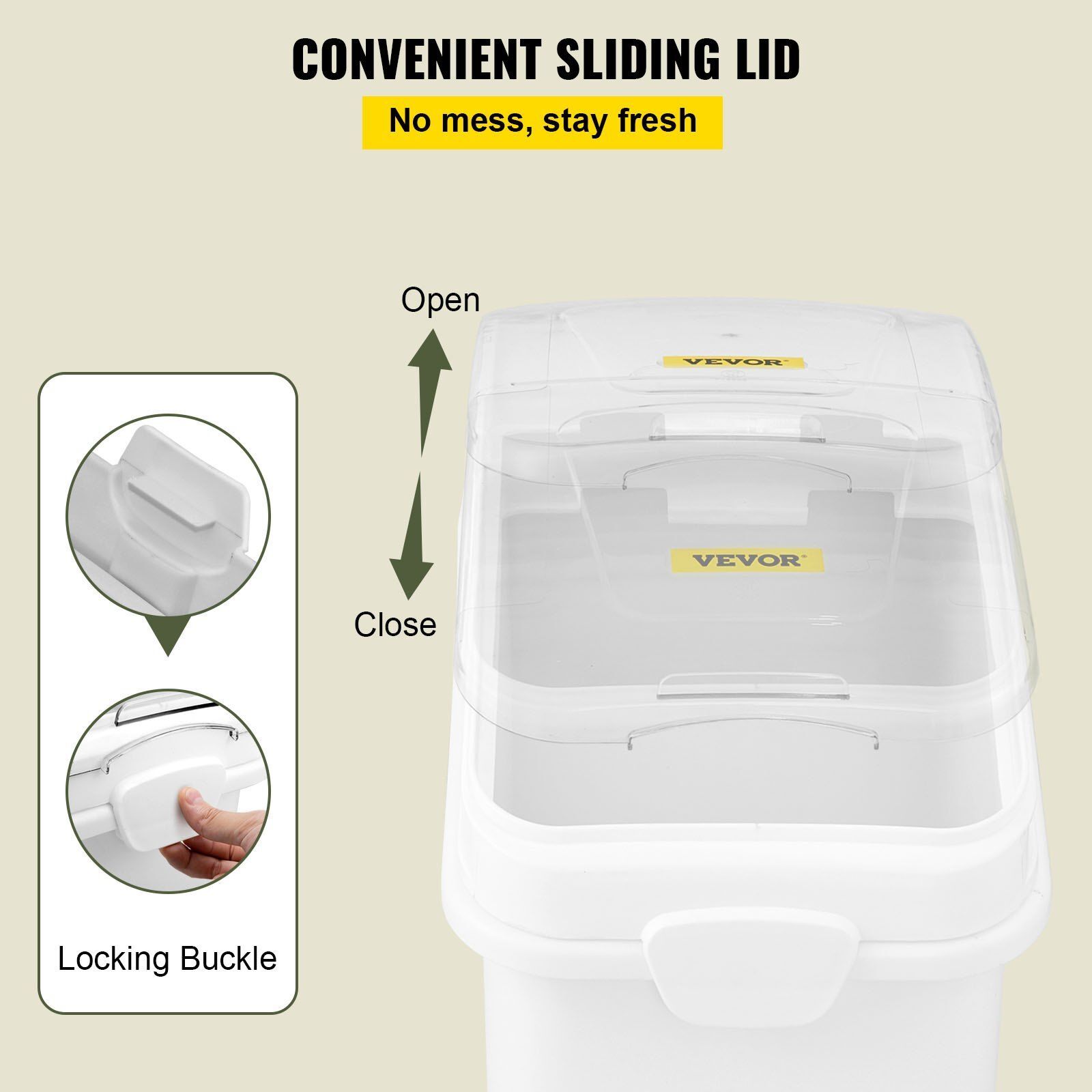 21Gal Ingredient Bin with Scoop& Sliding Lid Commercial Food Storage for Kitchen