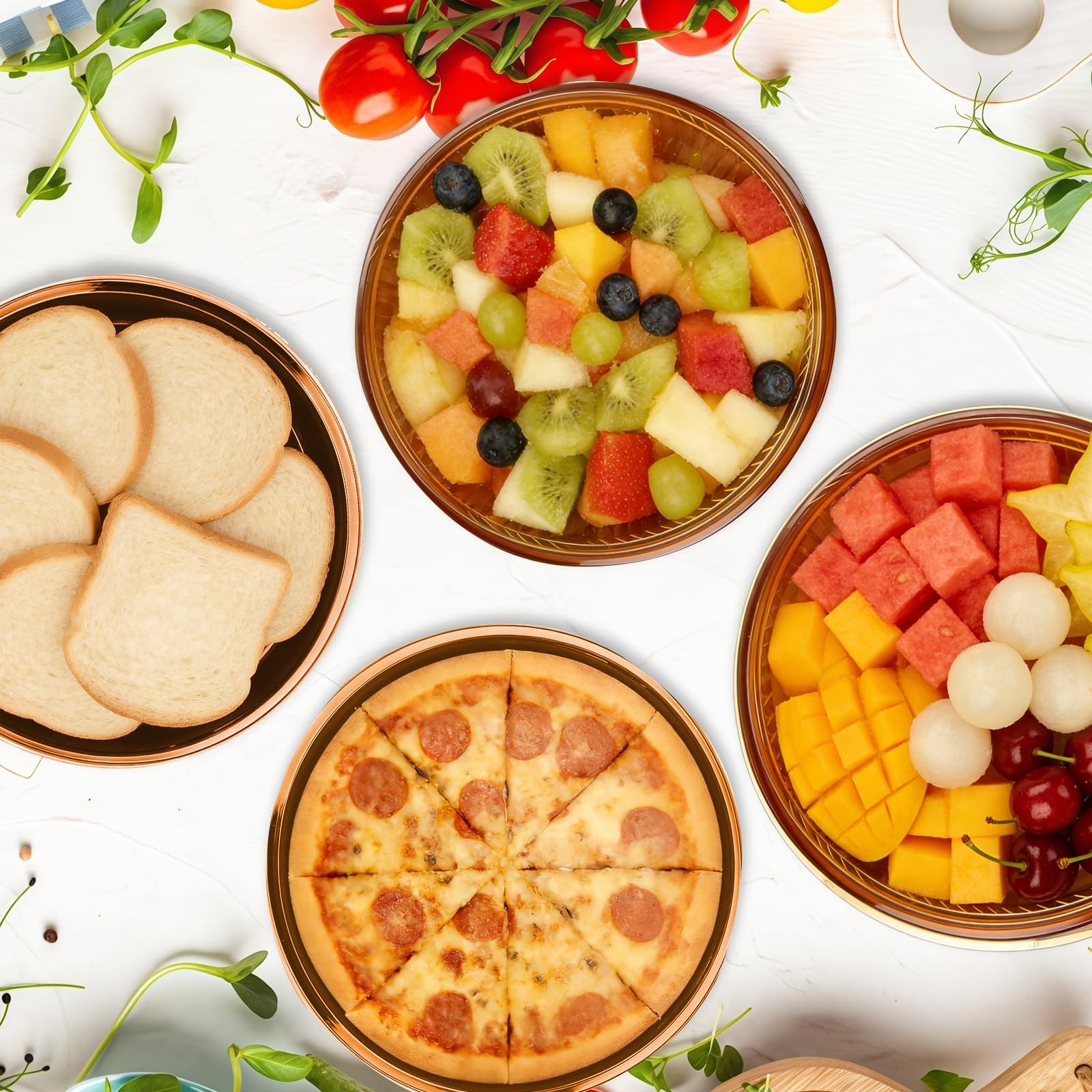 12 Pcs 9.8″ Disposable Pie Containers with Clear Lids, Sturdy Plastic Round P…