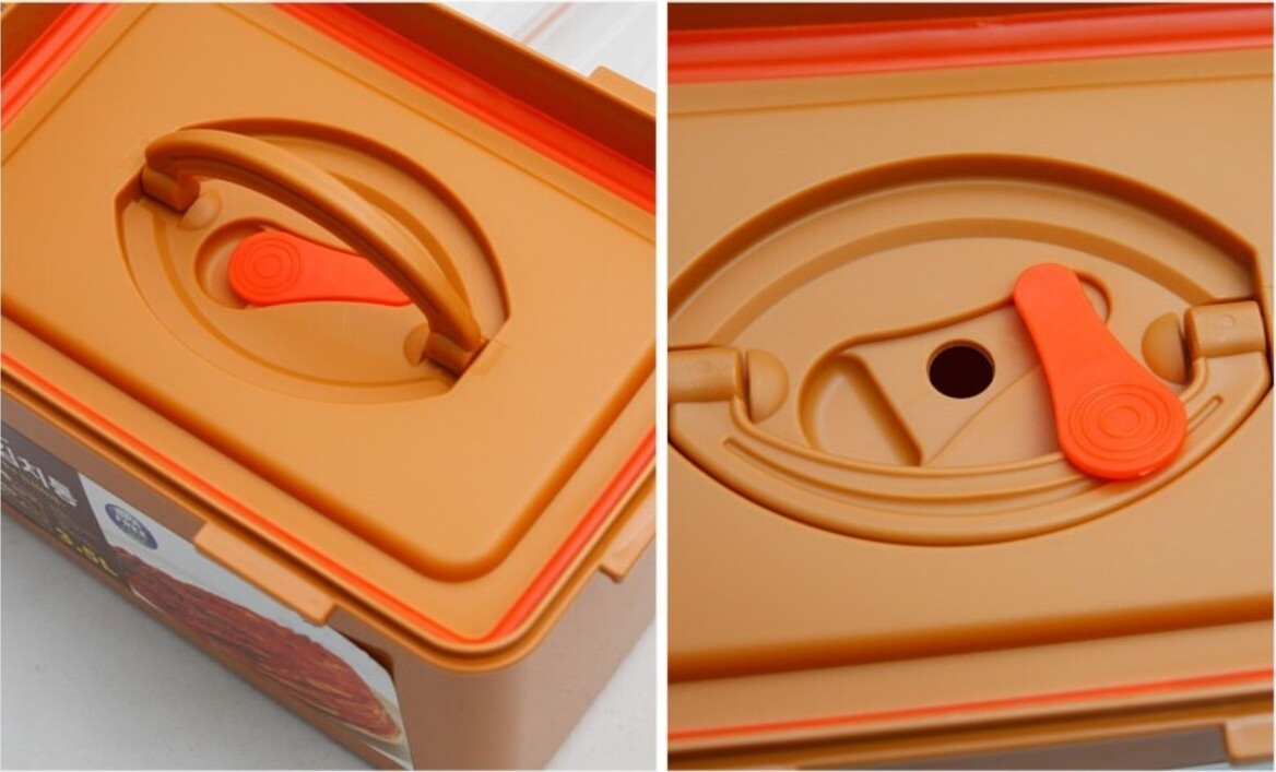 BPA Free Korean Red Clay HWANGTO Vacuum Airtight Kimchi Container 3.5L