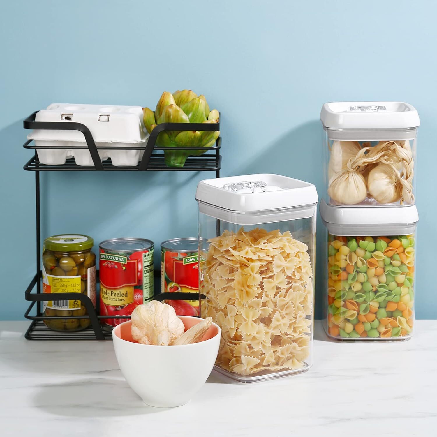 Food Storage Box for Rice Sugar Flour Protein Powder, Kitchen Pantry Organizer