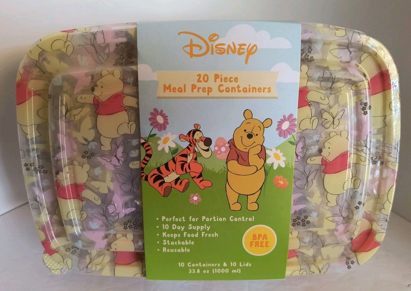 Winnie the Pooh Summertime Fun 20 Piece Meal Prep Food Storage Containers NEW!