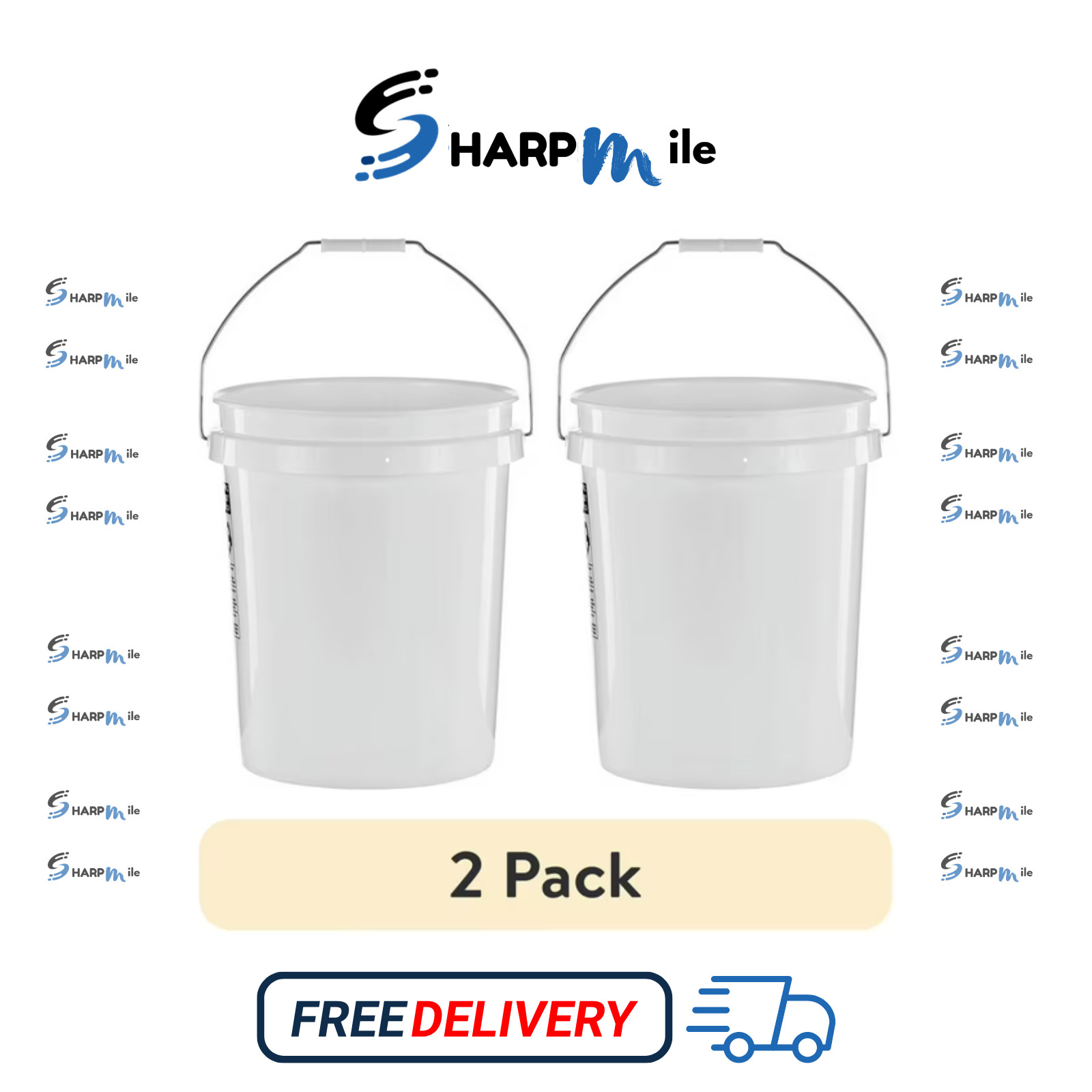 2 pack United Solutions 5 Gallon Round Utility Bucket, Comfort Handle