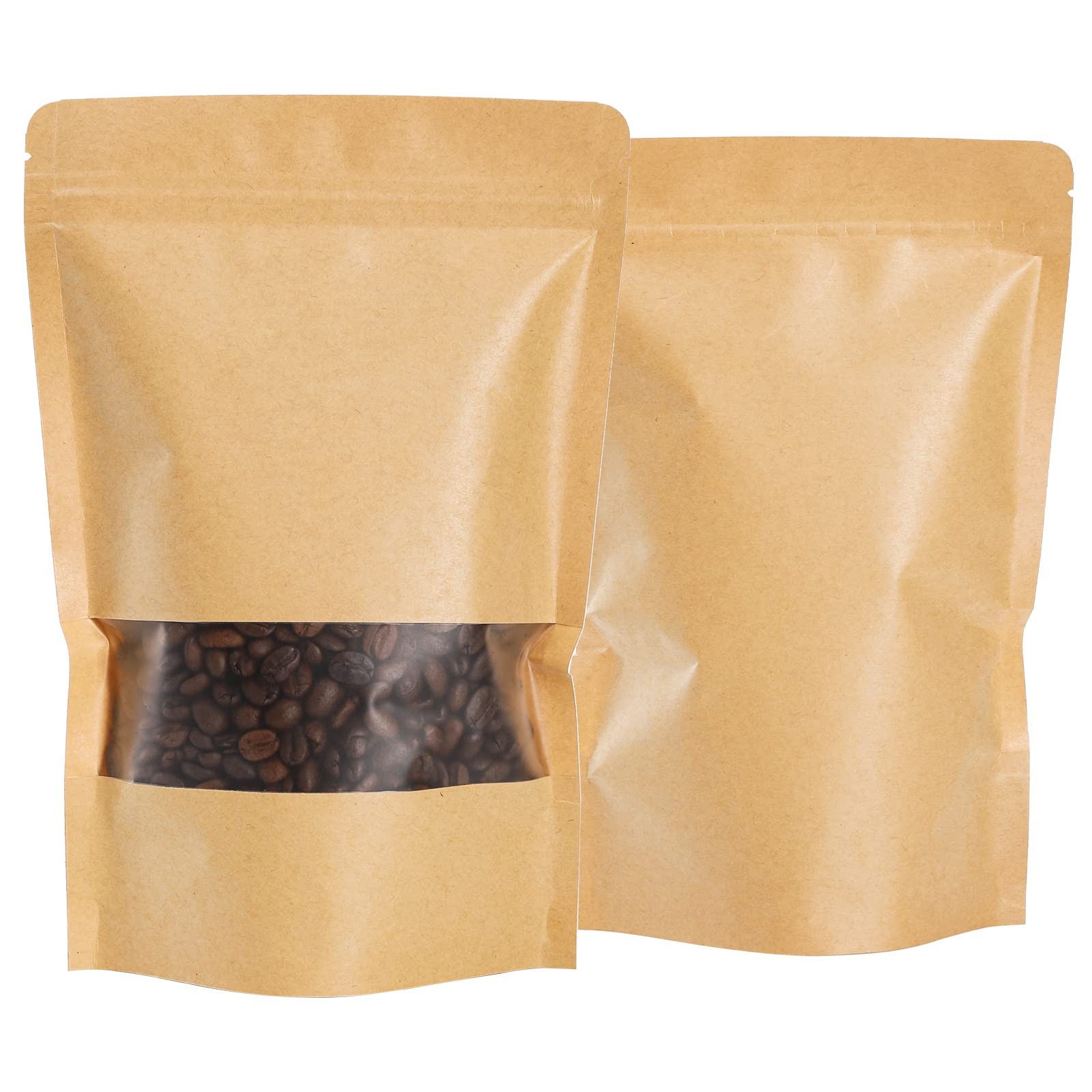 150 Count 5.9 x 8.6 Inch Kraft Bags with Resealable Lock Seal Zipper &Transpa…