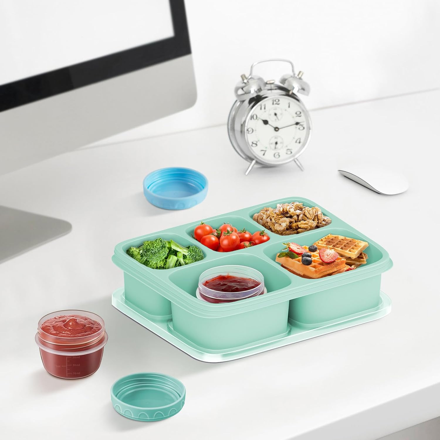 Salad Dressing Container to Go with Lids,Dishwasher and Microwave Safe Tiny Cond
