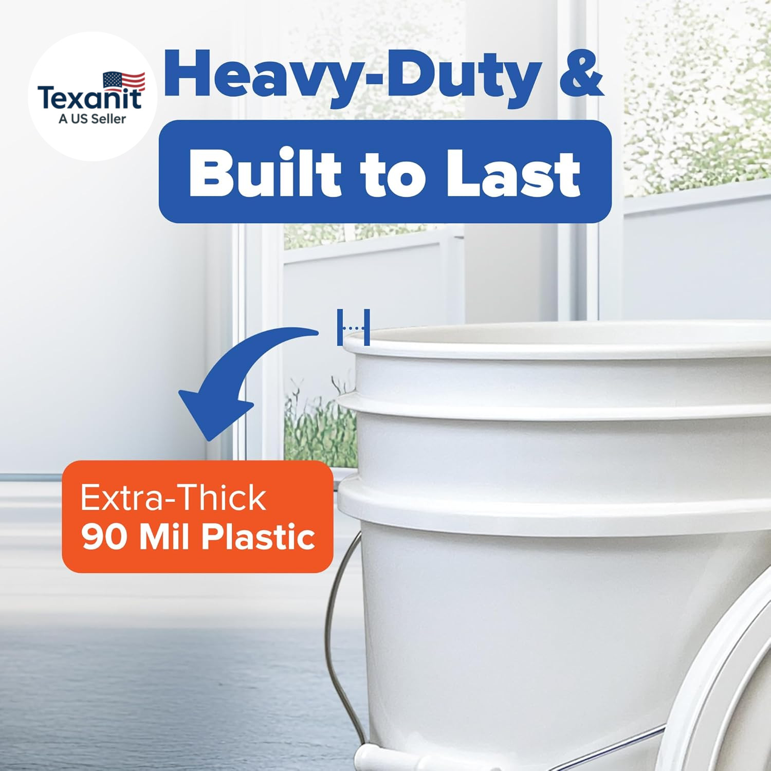 5 Gallon Bucket – Food Grade Bucket with Airtight Gamma Seal Screw-On Lid, Bpa-F