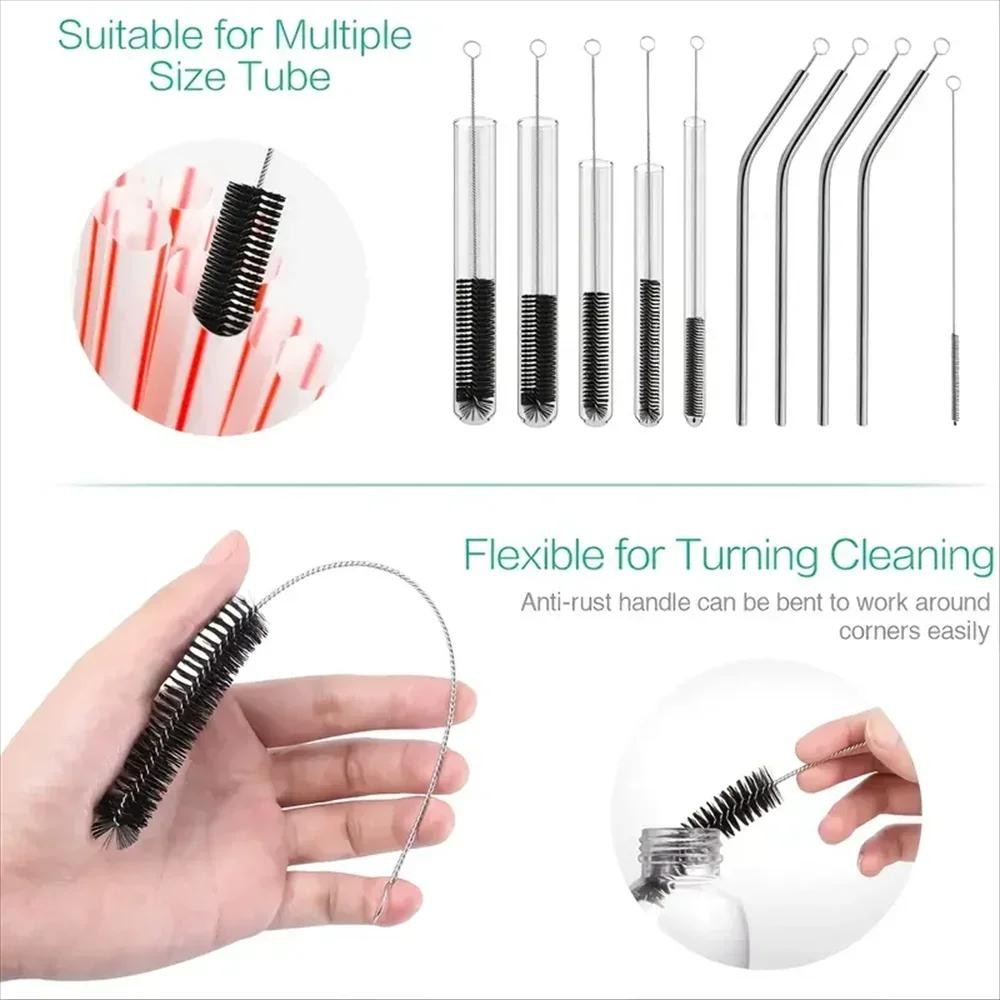 10pcs Bottle Brush Set – Reusable Straw Cleaner for Narrow Neck Containers