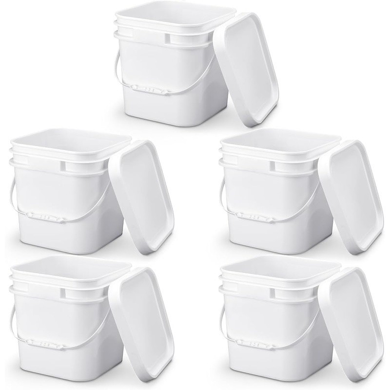 Square Food Grade PP Storage Buckets W/ Lids Stackable Utility Containers New