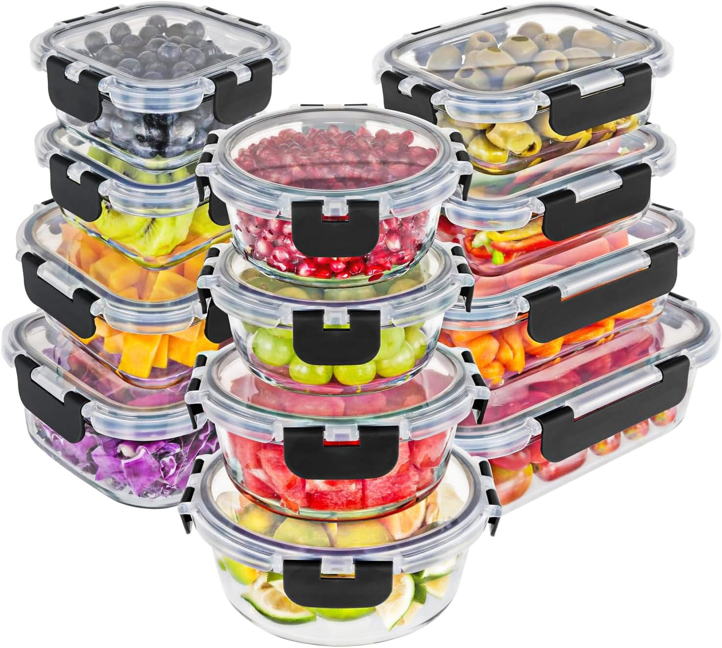 Magic Mill Premium Borosilicate Glass Food Storage Containers with lids Set | 24