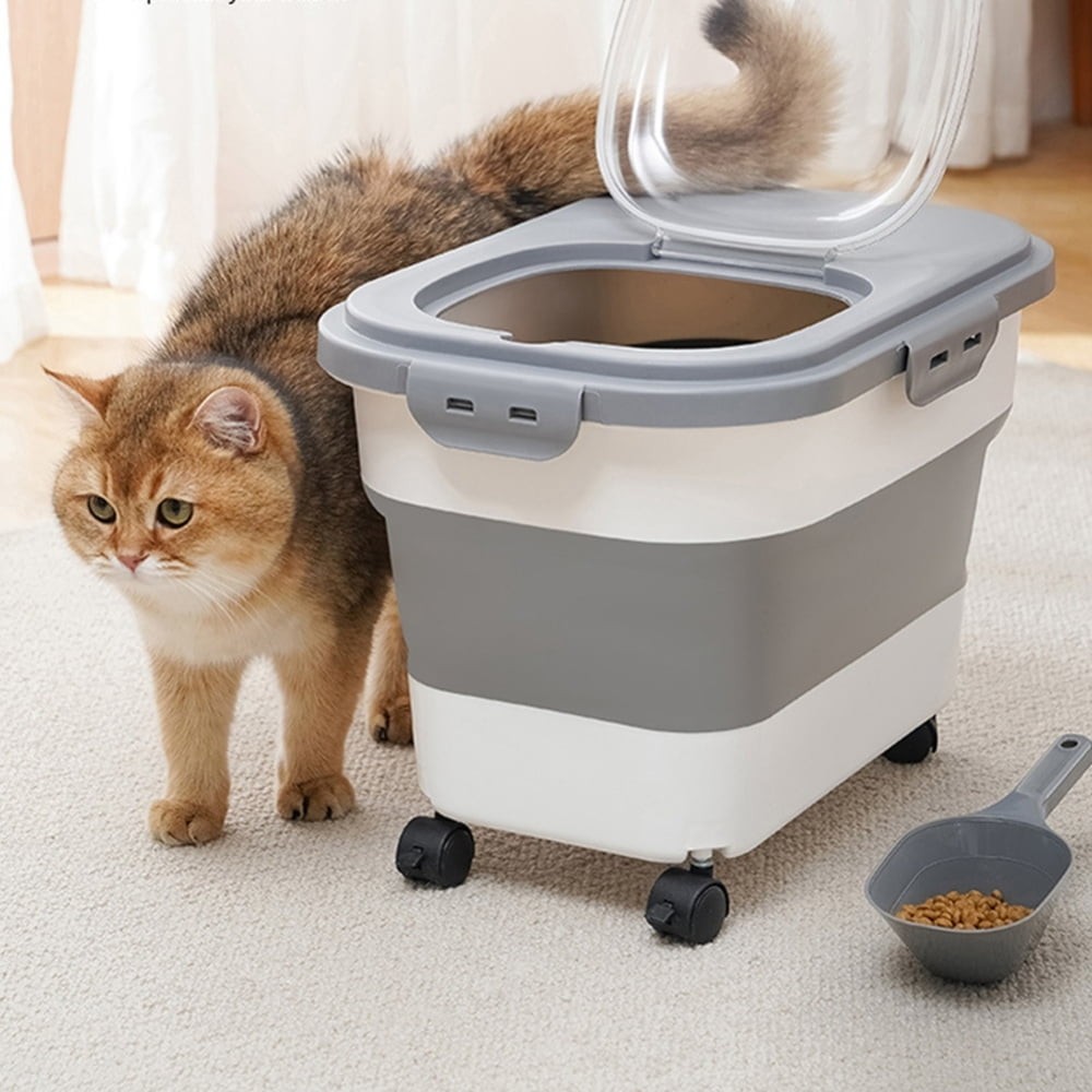 Airtight Pet Food Container | Dog & Cat Food Storage Bin | Treat Box with Scoop