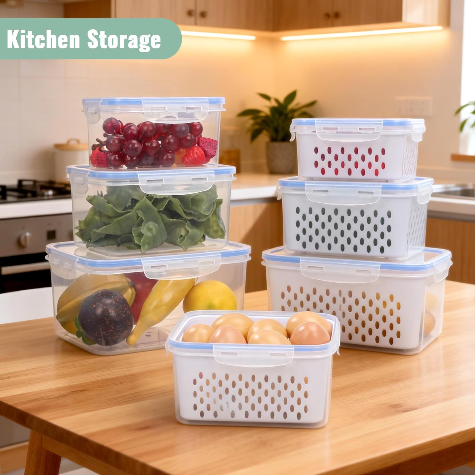 3 PCS Fruit Storage Containers for Fridge Food Berry Storage Container Set wi…