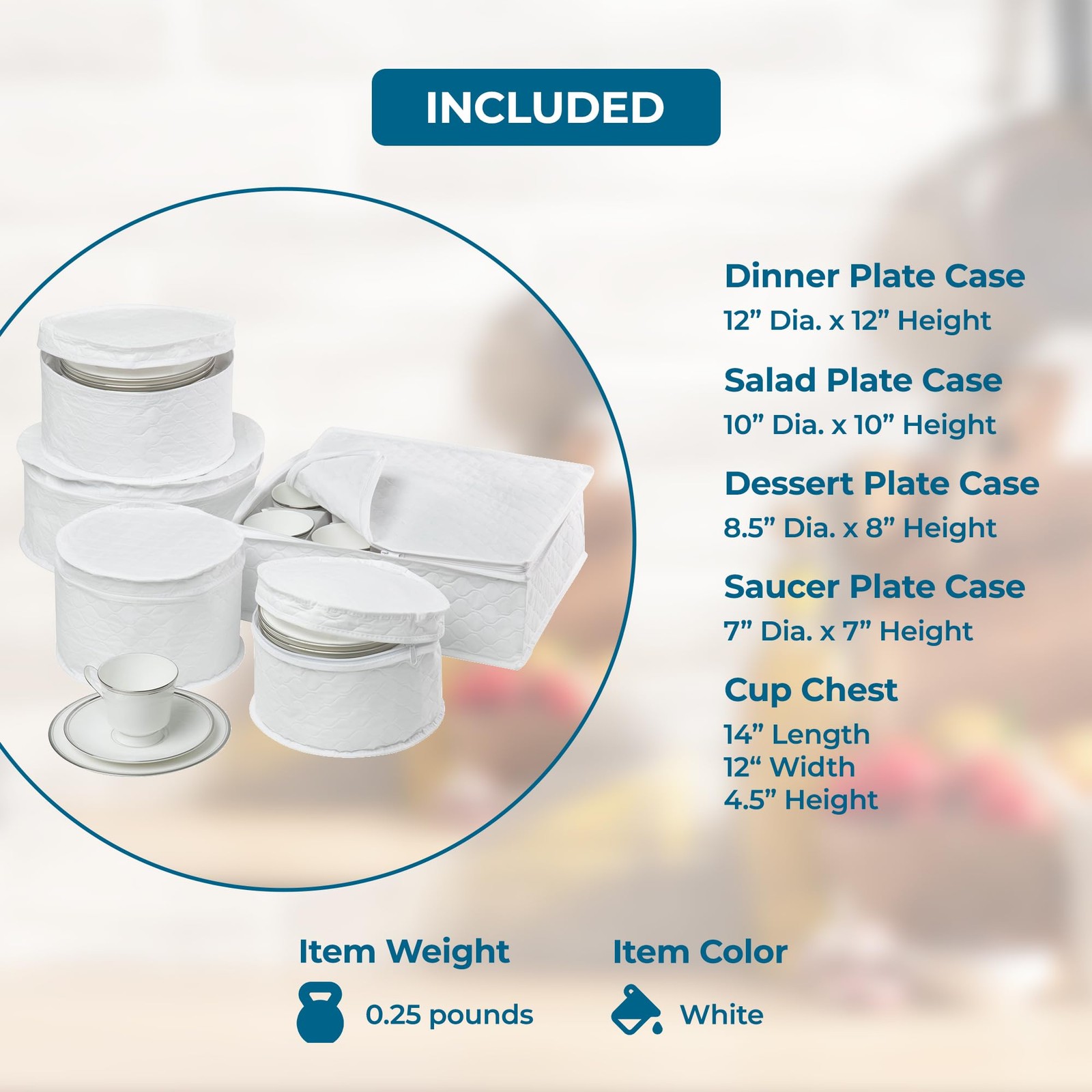 Honey-Can-Do Dinnerware Storage Containers Set, Perfect for 5 Piece, White