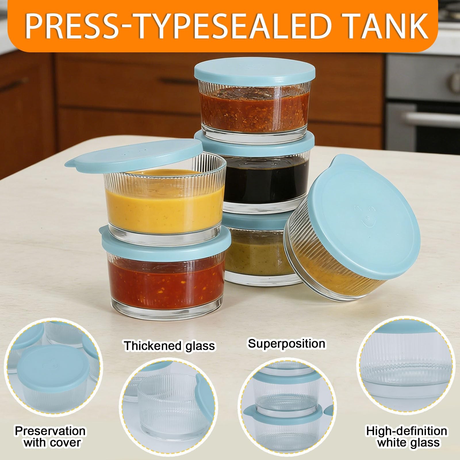 Salad Dressing Container 6.7oz Glass,Leakproof Sealed Sauce Containers,Clear …