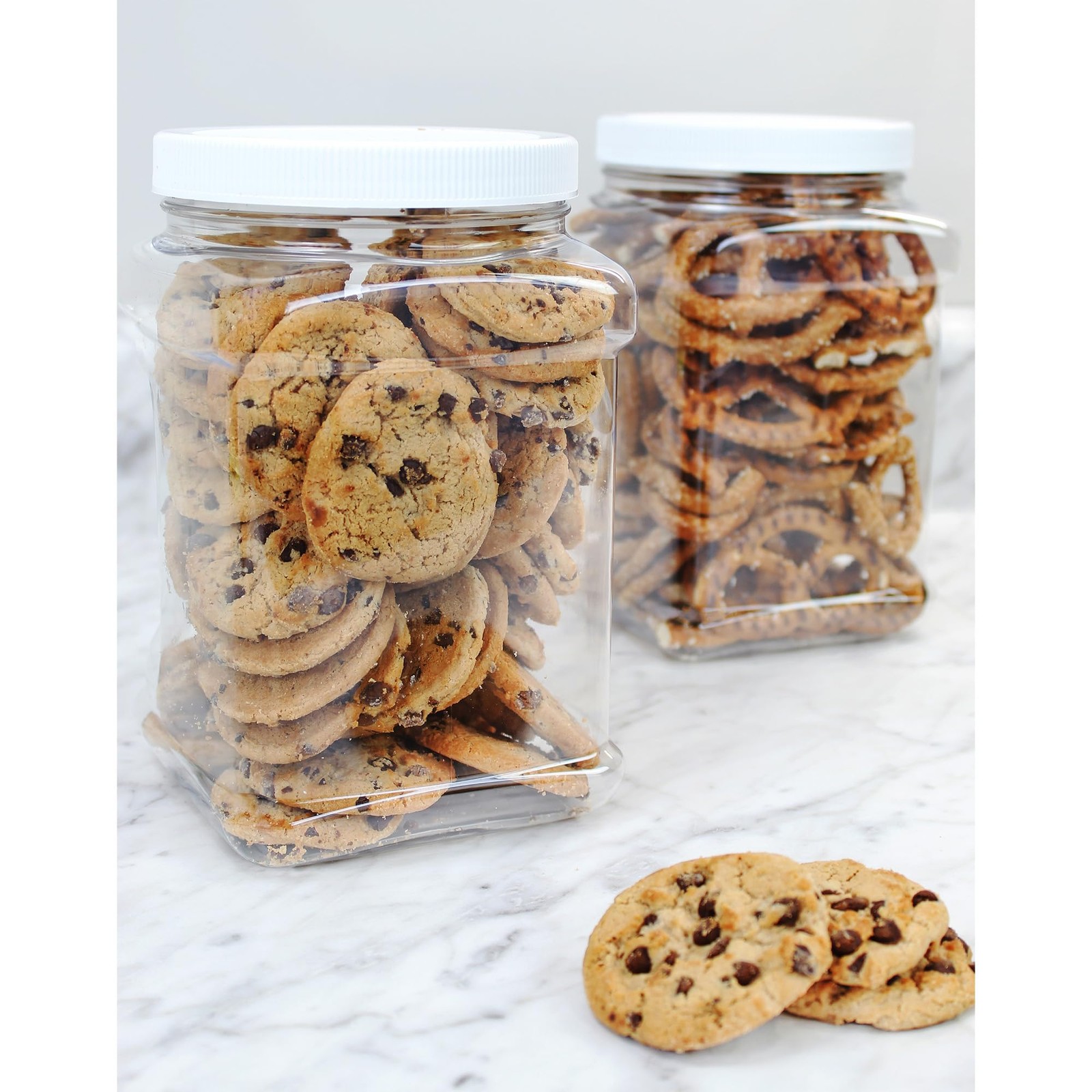 3-Pack Square 64oz 1/2 Gallon Plastic Canisters; 8-Cup Capacity Clear Jars w/Lid