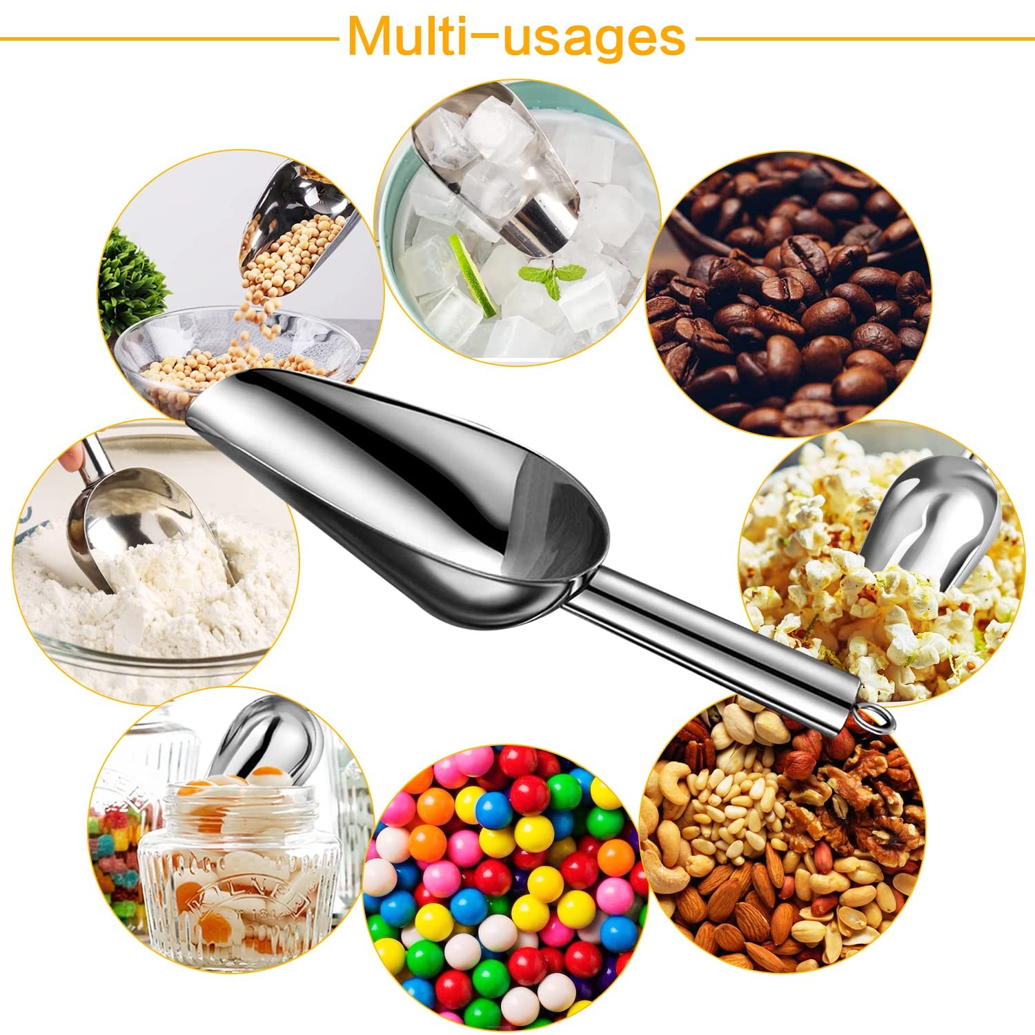 3 OZ Metal Ice Scoop Stainless Steel Small Scooper For Freezer Dog Food