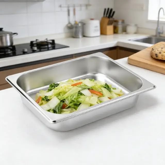 6 PCS Half Size Stainless Steel Steam Table Food Pans 2.5 Inch Deep Catering