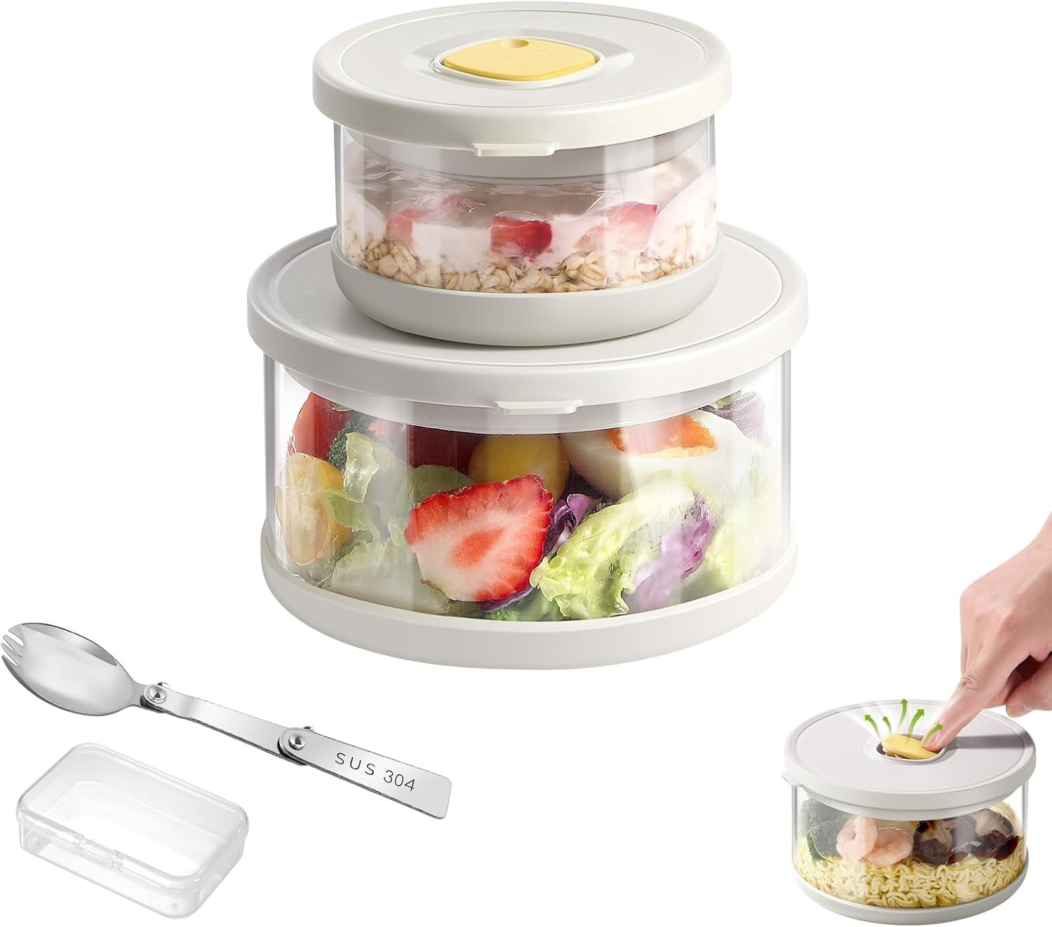 Glass Food Storage Containers with Airtight Lids 33.8oz & 11.8oz