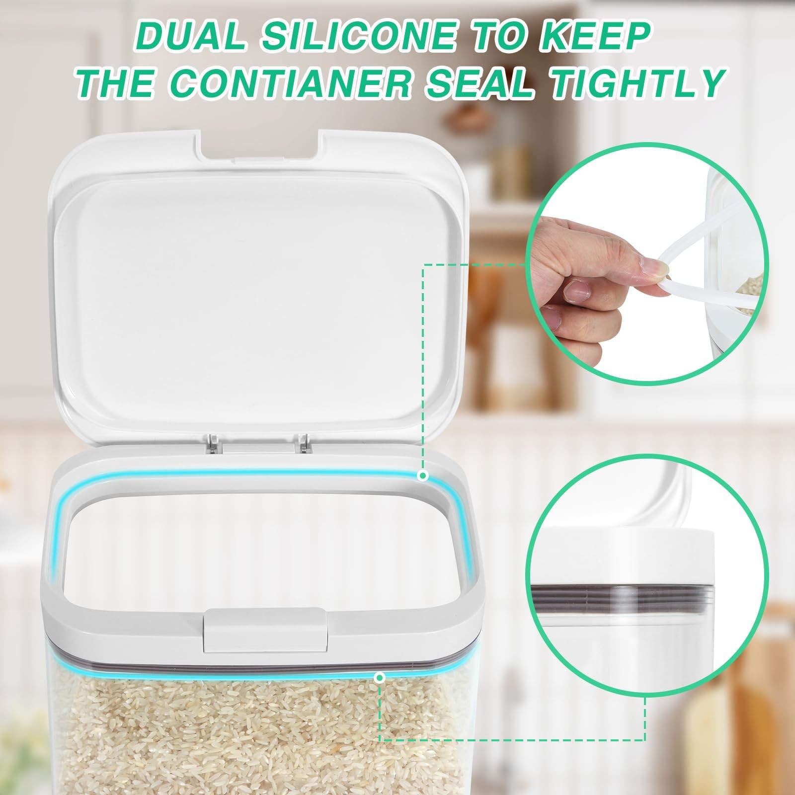 Versatile Storage Container Bin with Pop-up Lid & Scoop, Rice Flour Container…