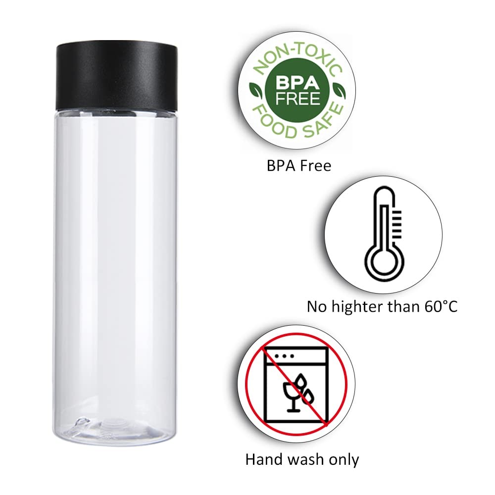 24 PCS 10 oz 300 ml Clear PET Plastic Juice Smoothie Bottles Black Lids Drinks