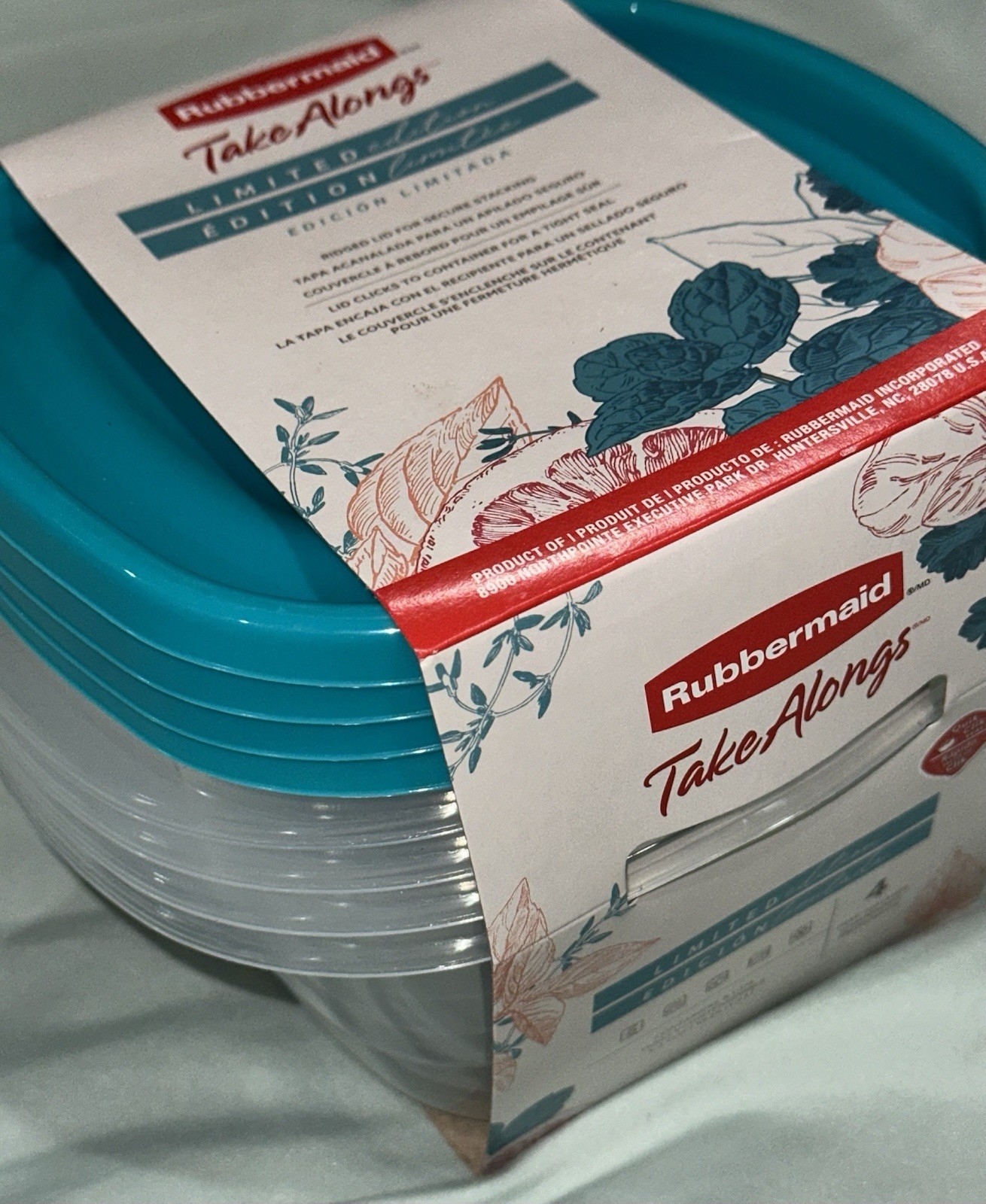 4-Pack Rubbermaid TakeAlongs Limited Edition AQUA BLUE 5.2 Cup Containers NEW