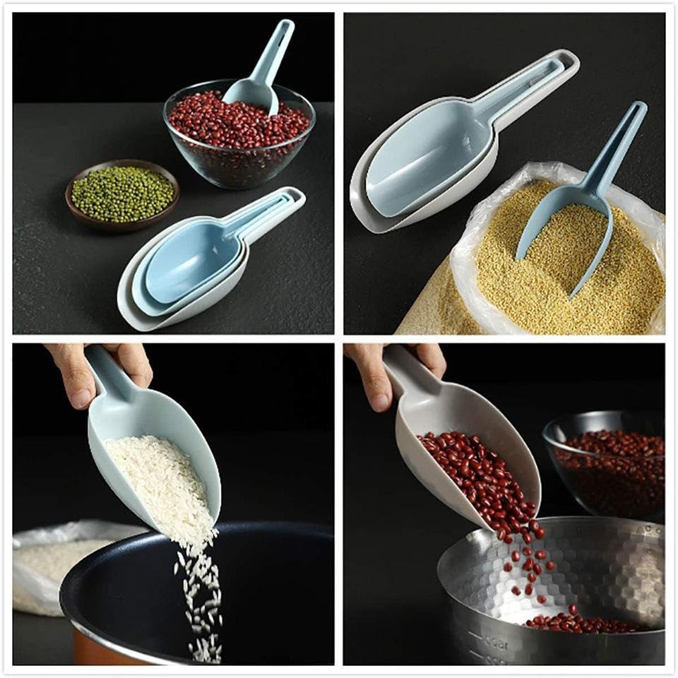 Set of 3 Multipurpose Kitchen Scoops Plastic Ice Scoops for Flour Sugar Rice