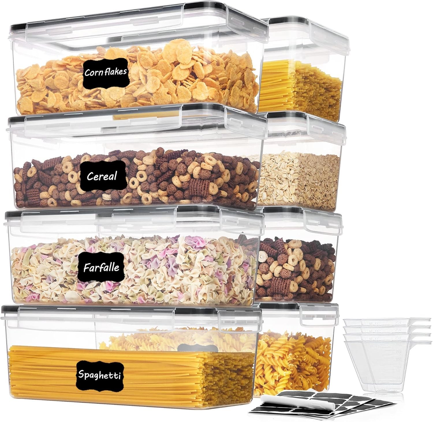 Airtight Food Storage Containers with Lids 8PCS Set 3.2L, Plastic