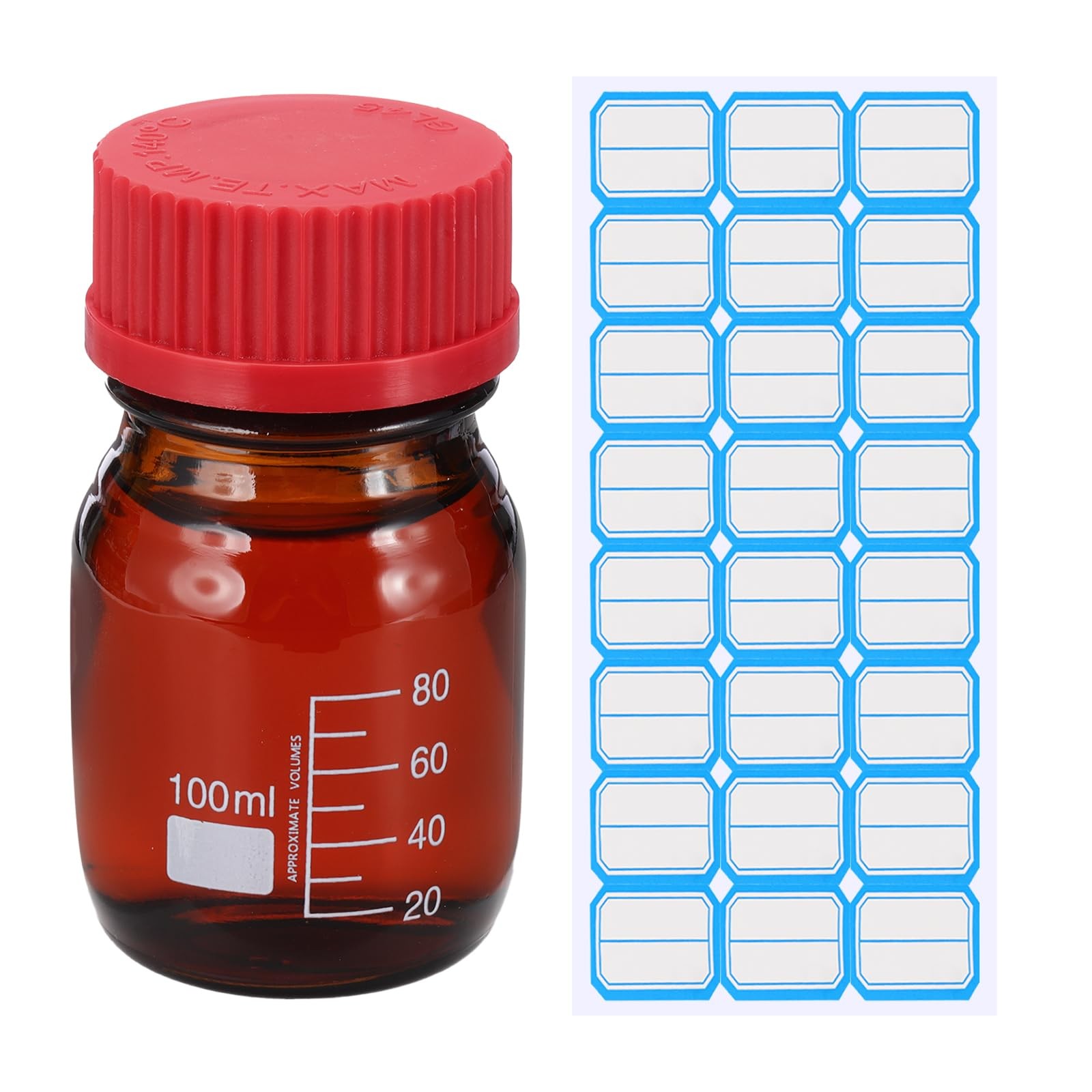 Round Media Storage Bottles, 100ml Thickened Glass Graduated Round Bottles wi…