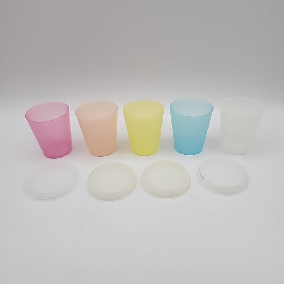 5 Vintage Tupperware Pastel Color Condiments Containers with 4 Lids #101