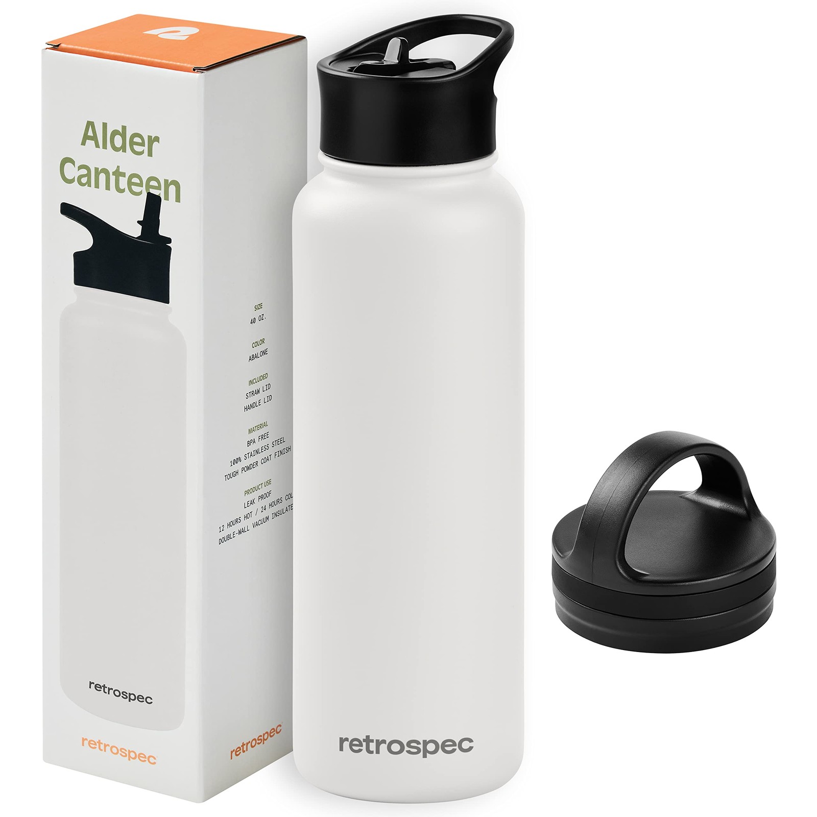 Retrospec Alder Insulated Water Bottle Straw Lid Handle Cap – Stainless Steel
