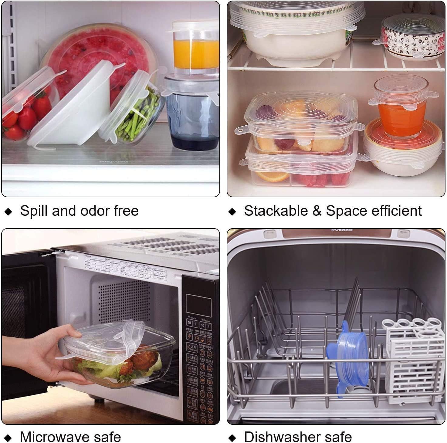 Space Efficient Silicone Stretch Lids – 6 Pack for Eco-Friendly Food Storage