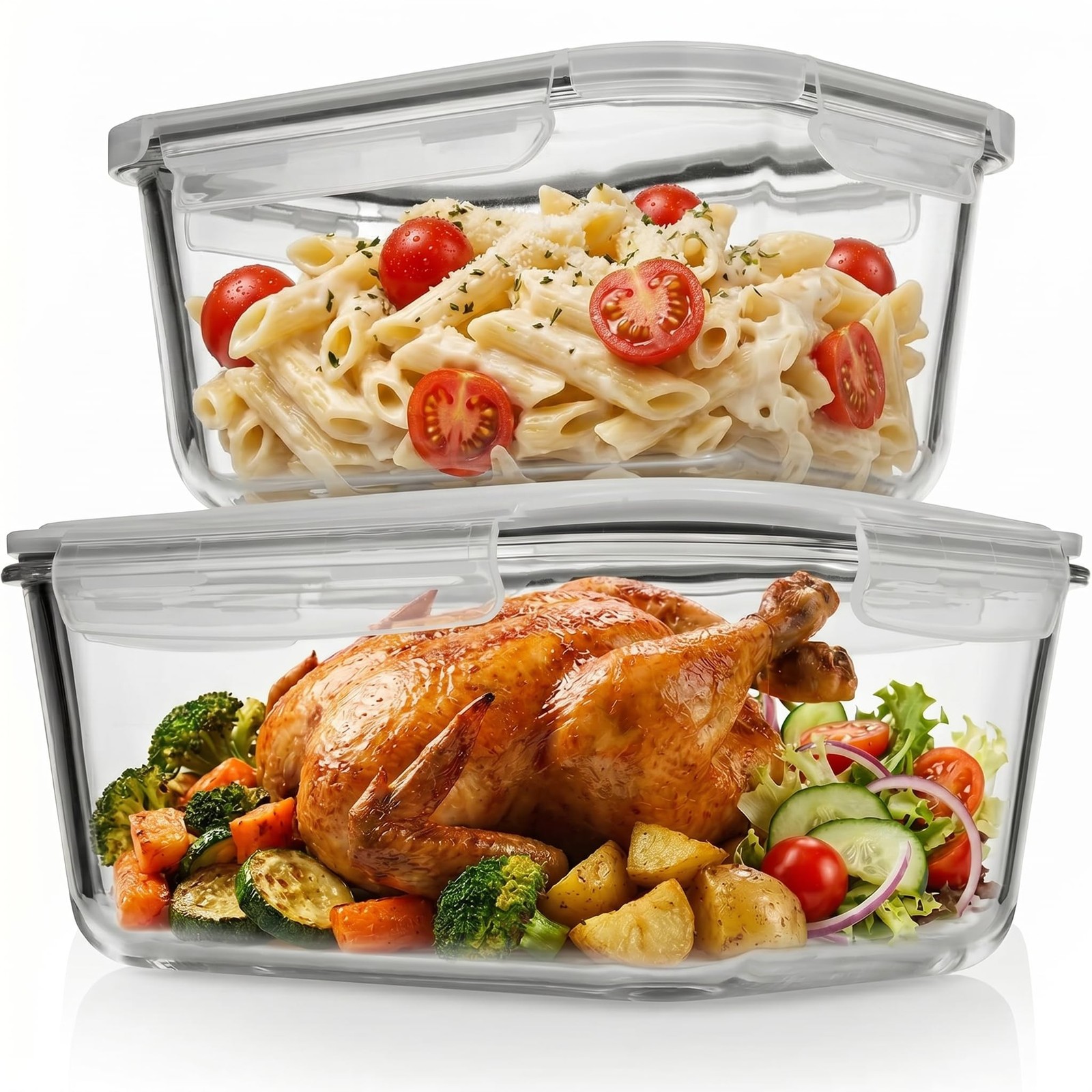 4 Pc (2700ML/ 91 Oz & 1520ML/ 51 Oz) Airtight Large Glass Food Storage Contai…
