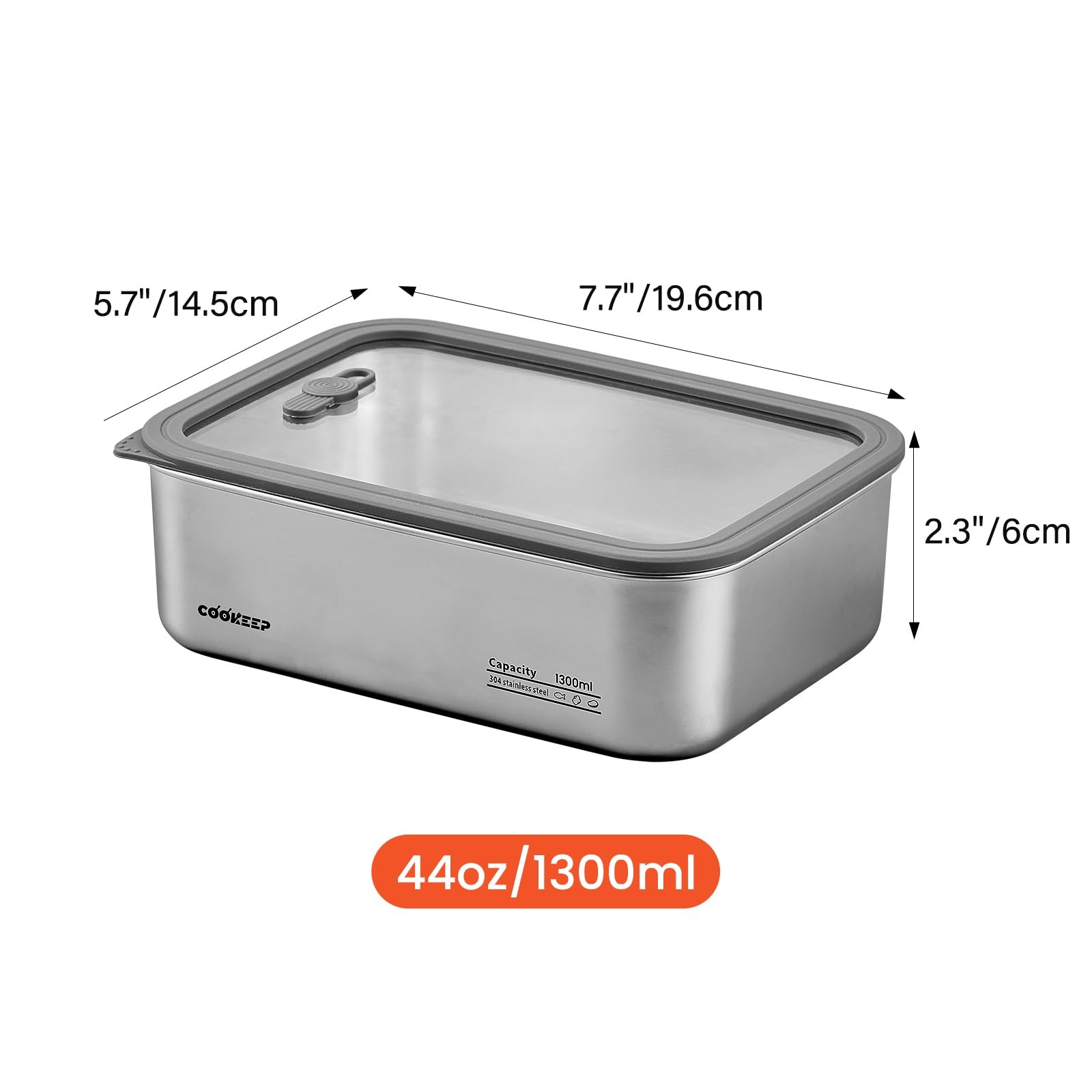 44oz/1300ml Stainless Steel Food Containers,Stainless Steel Containers with L…