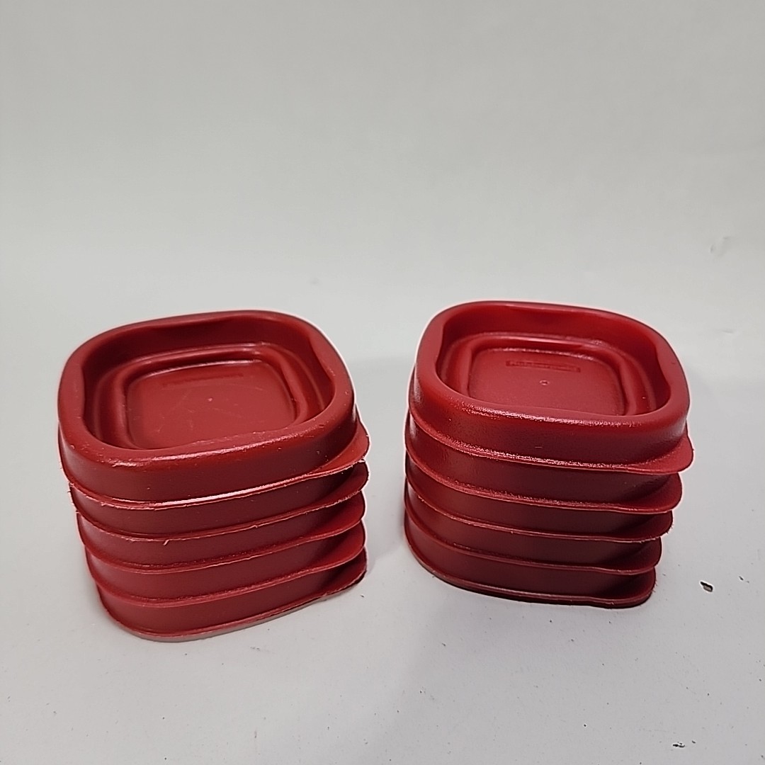 Set Of 10 – Rubbermaid Red Plastic Lid / 2.5″ Replacement Stackable 7J54